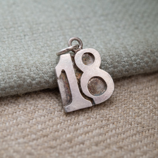 Vintage Sterling Silver 18th Birthday Charm Pendant - Birthday Present | Coming of Age Gift for Charm Bracelet