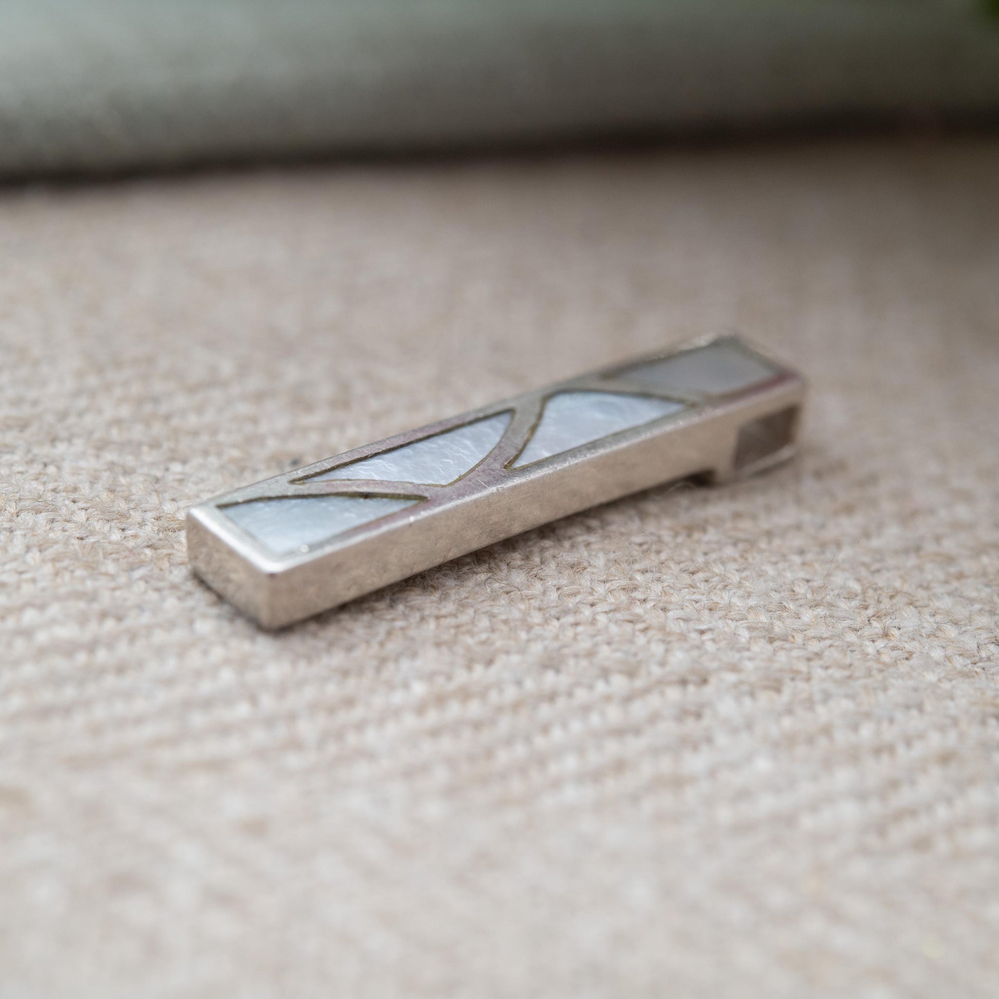 Vintage Sterling Silver Mother of Pearl Rectangle Pendant - Pretty Silver Gift Necklace with Minimalist Design | Gift for Necklace Chain