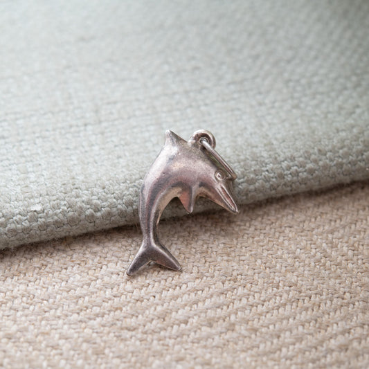 Vintage Sterling Silver Dolphin Charm Pendant - Sea Creature | Small Animal Shape | Gift for Animal Lover | Sweet Gift for Her