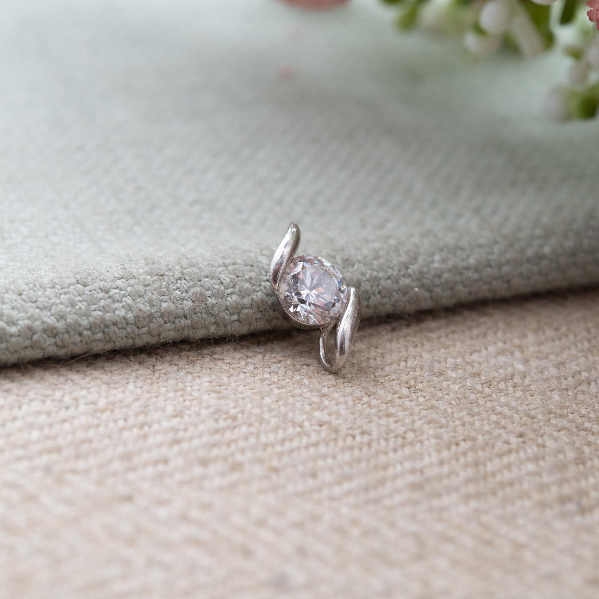 Sterling Silver CZ Solitaire Pendant - Small Sparkly Pendant Charm for Charm Necklace | Beautiful Clear Stone Gift for Her