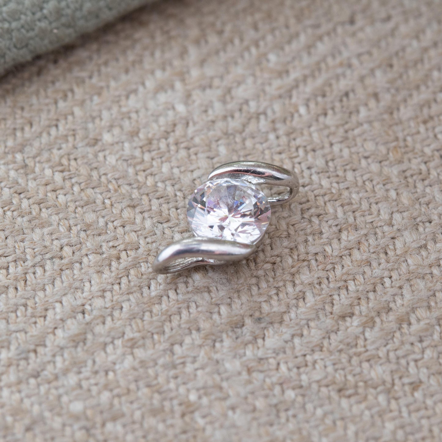 Sterling Silver CZ Solitaire Pendant - Small Sparkly Pendant Charm for Charm Necklace | Beautiful Clear Stone Gift for Her