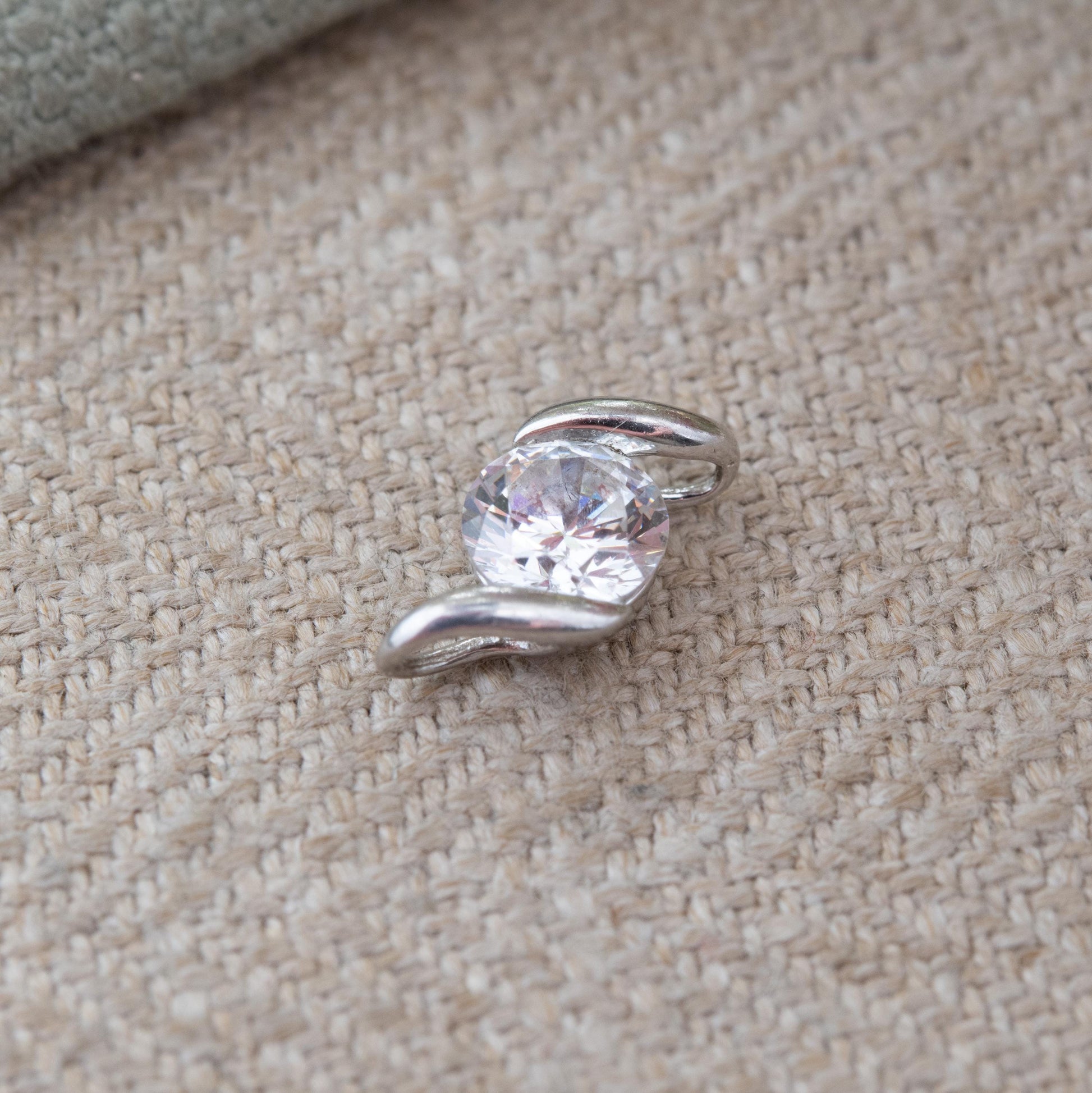 Sterling Silver CZ Solitaire Pendant - Small Sparkly Pendant Charm for Charm Necklace | Beautiful Clear Stone Gift for Her