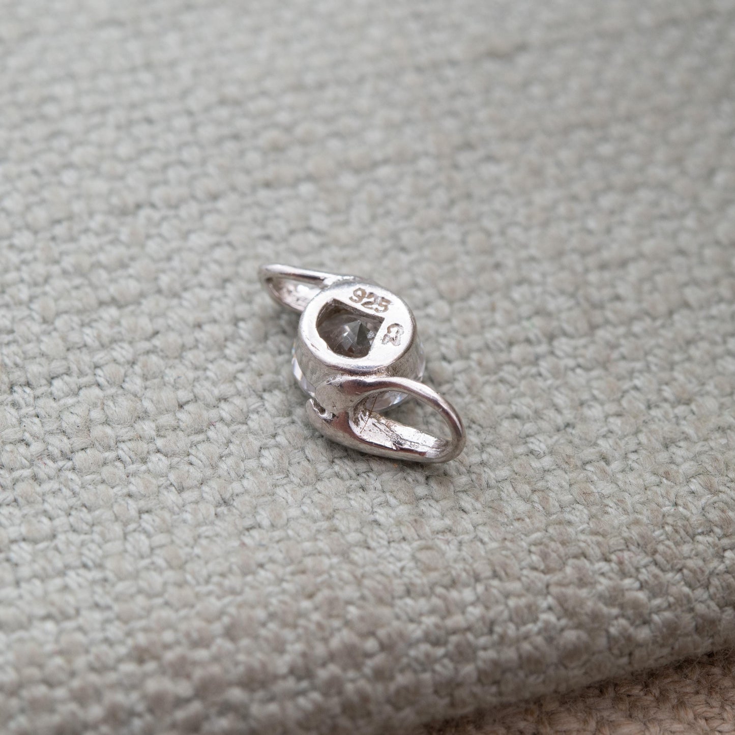 Sterling Silver CZ Solitaire Pendant - Small Sparkly Pendant Charm for Charm Necklace | Beautiful Clear Stone Gift for Her