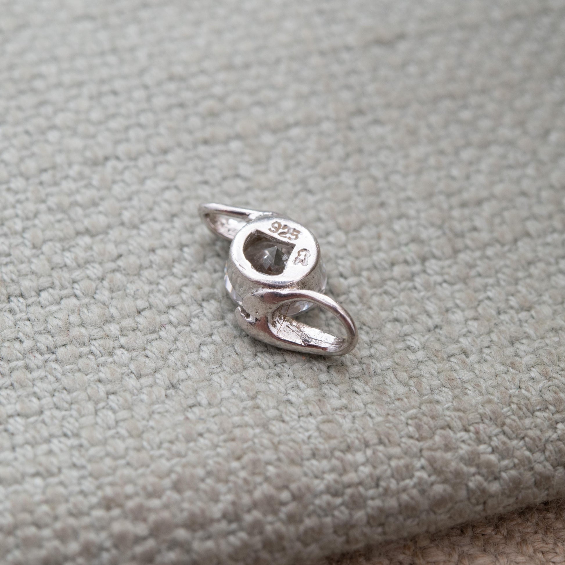 Sterling Silver CZ Solitaire Pendant - Small Sparkly Pendant Charm for Charm Necklace | Beautiful Clear Stone Gift for Her