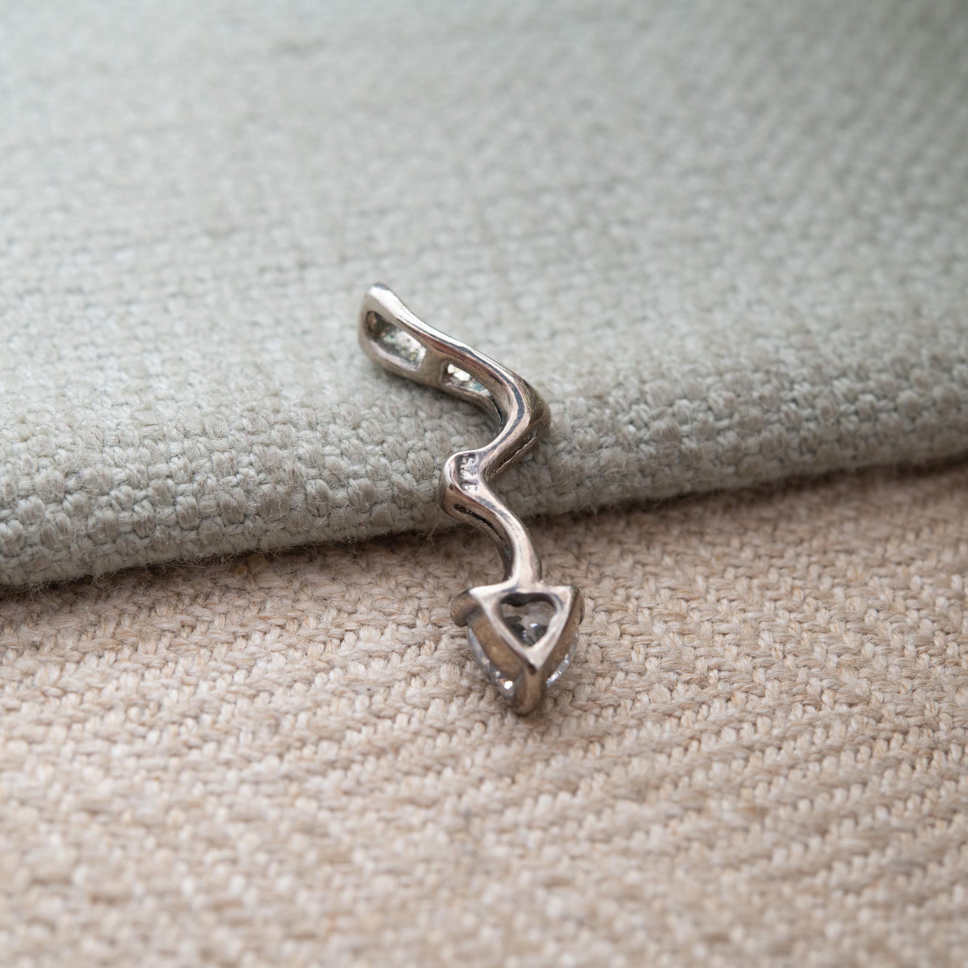 Sterling Silver CZ Dragons Tail Pendant - Small Sparkly Pendant Charm for Necklace | Small Love Heart Cut Clear Stone