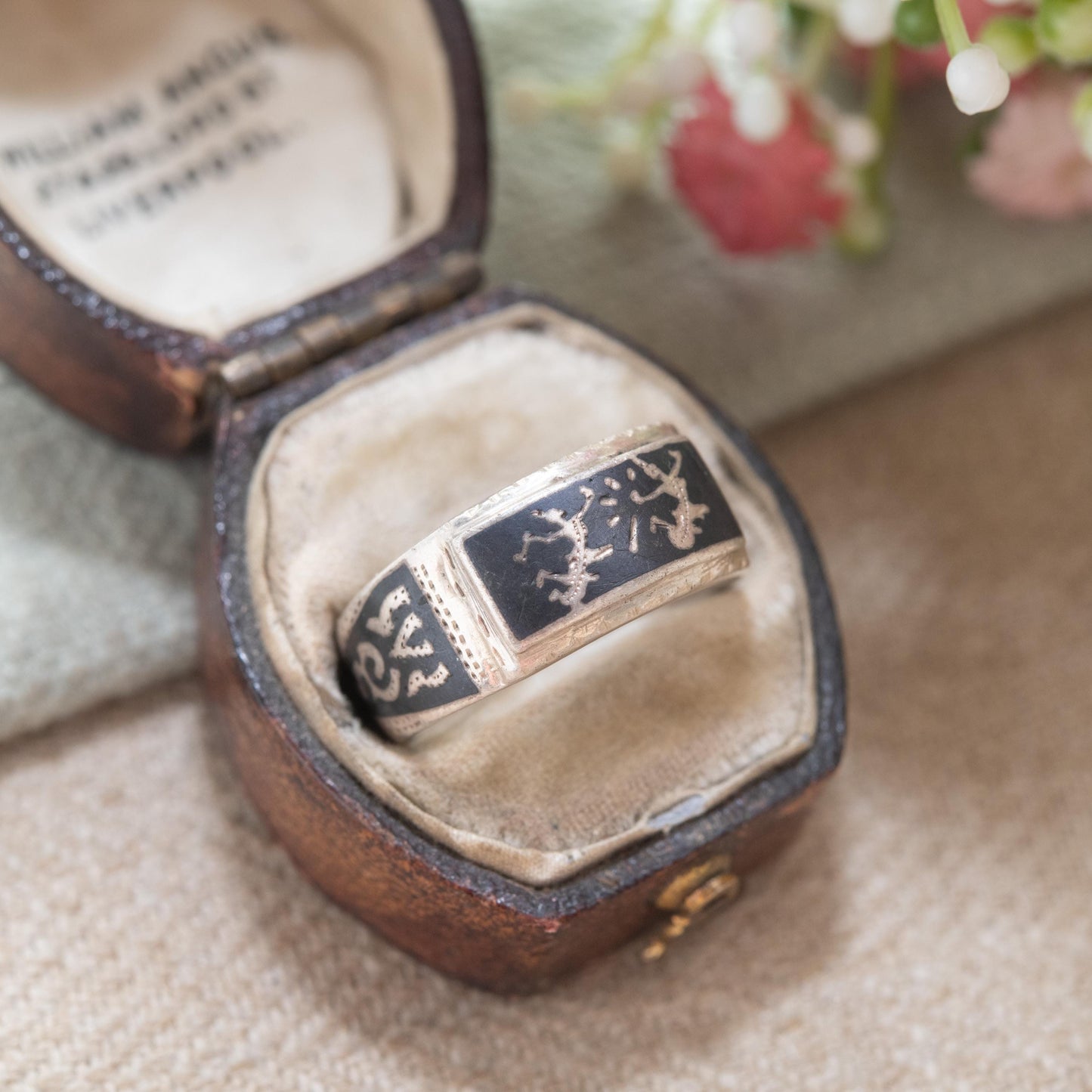 Vintage Sterling Silver Niello Siam Mekhala Goddess of Lightening Ring - Thailand God Dancer | Siamese Silver | UK Size - P US Size - 7 3/4