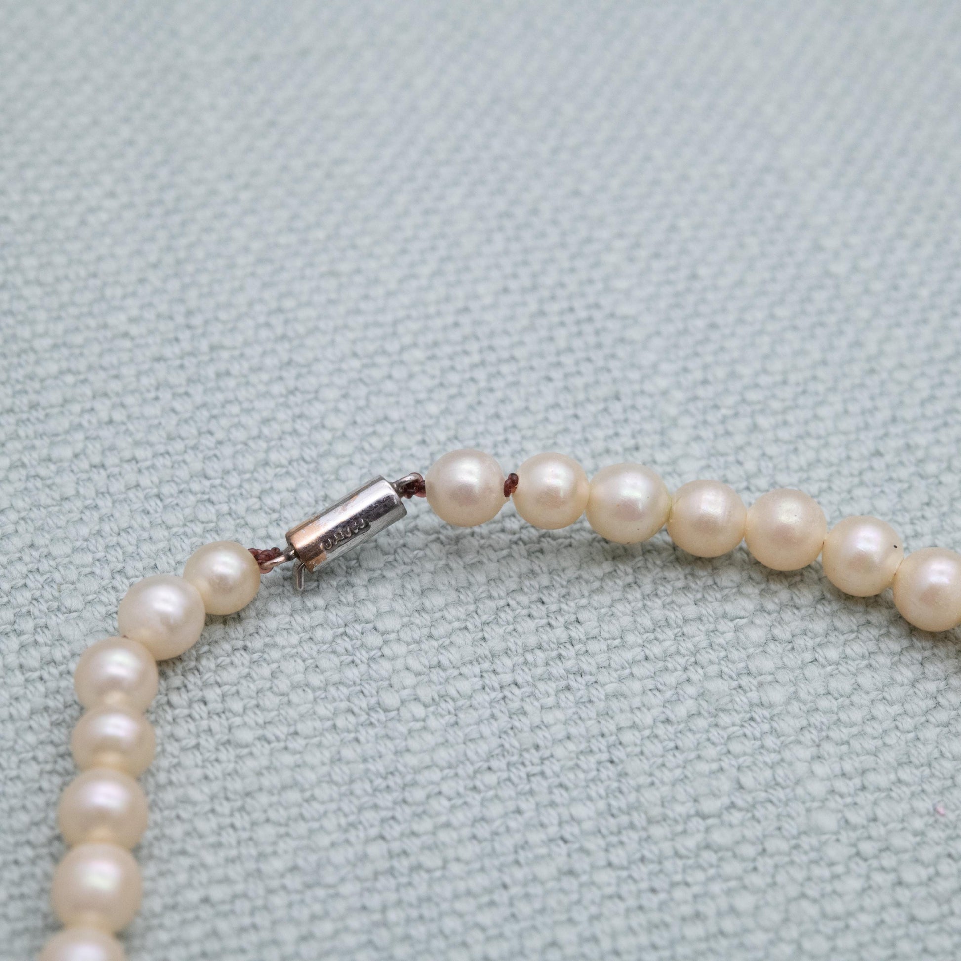 Vintage Ciro 9ct White Gold Clasp Faux Pearl Necklace - Graduated Round Beads | Choker Length 15" 38cm