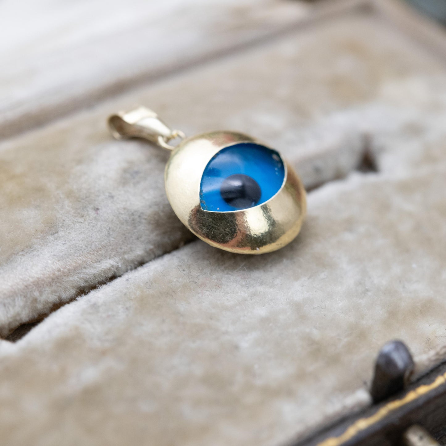 14ct Gold Evil Eye Pendant by Derin - Blue Glass Charm for Necklace Stack