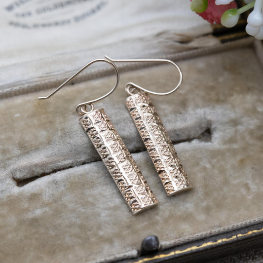 Vintage 9ct Gold Bar Drop Earrings