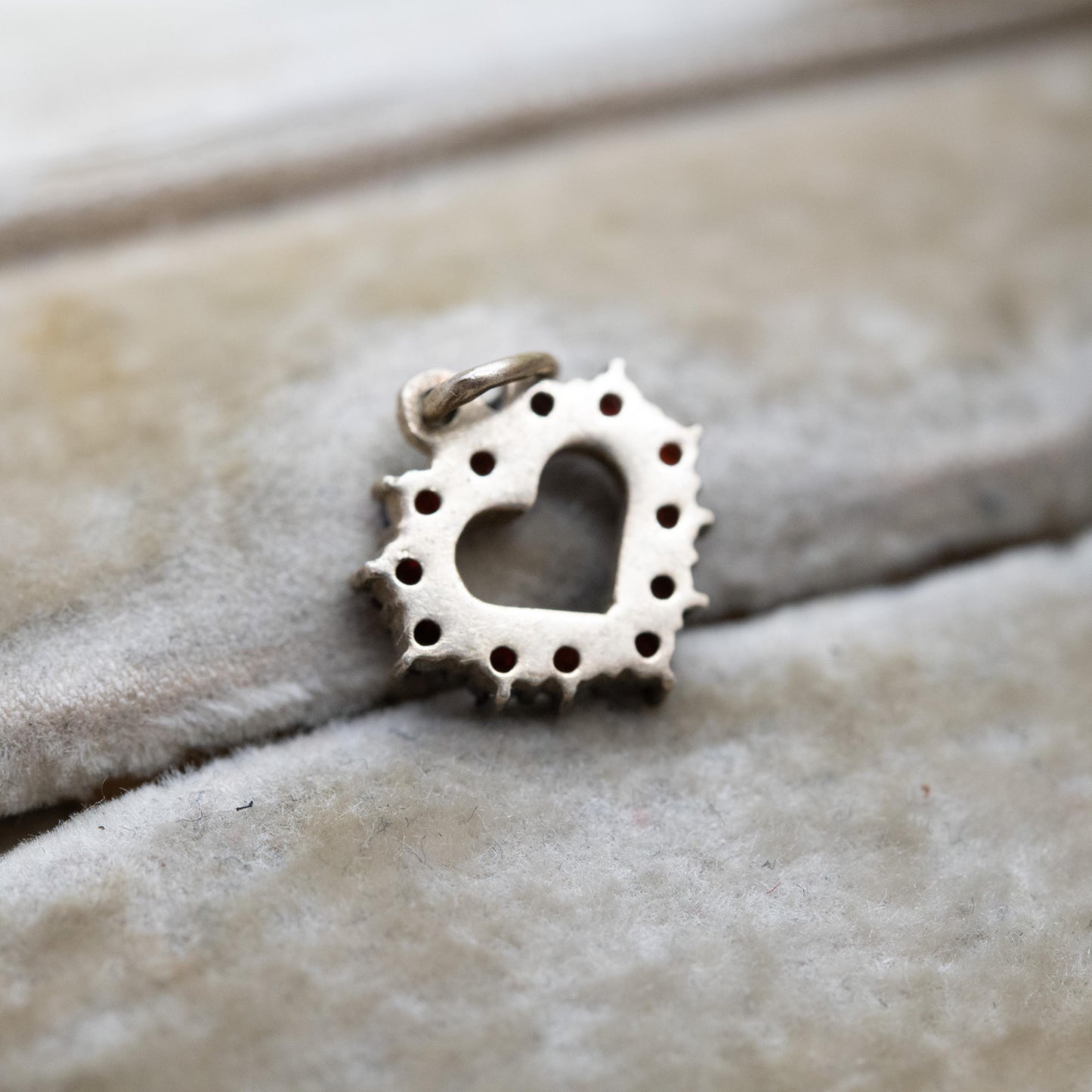 Vintage Silver Gilt Garnet Heart Pendant - European Rose Cut Love Heart Charm