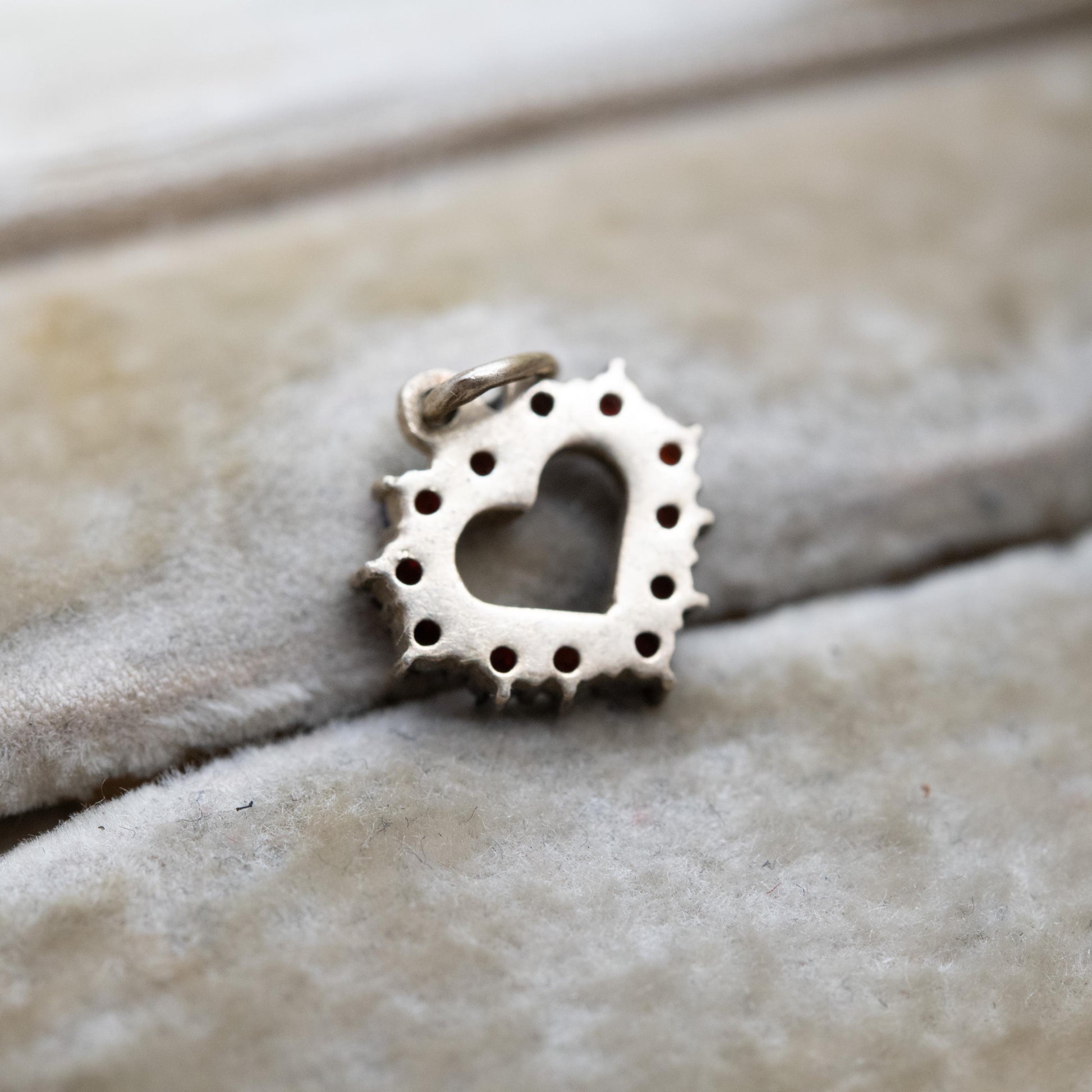 Vintage Silver Gilt Garnet Heart Pendant - European Rose Cut Love Heart Charm