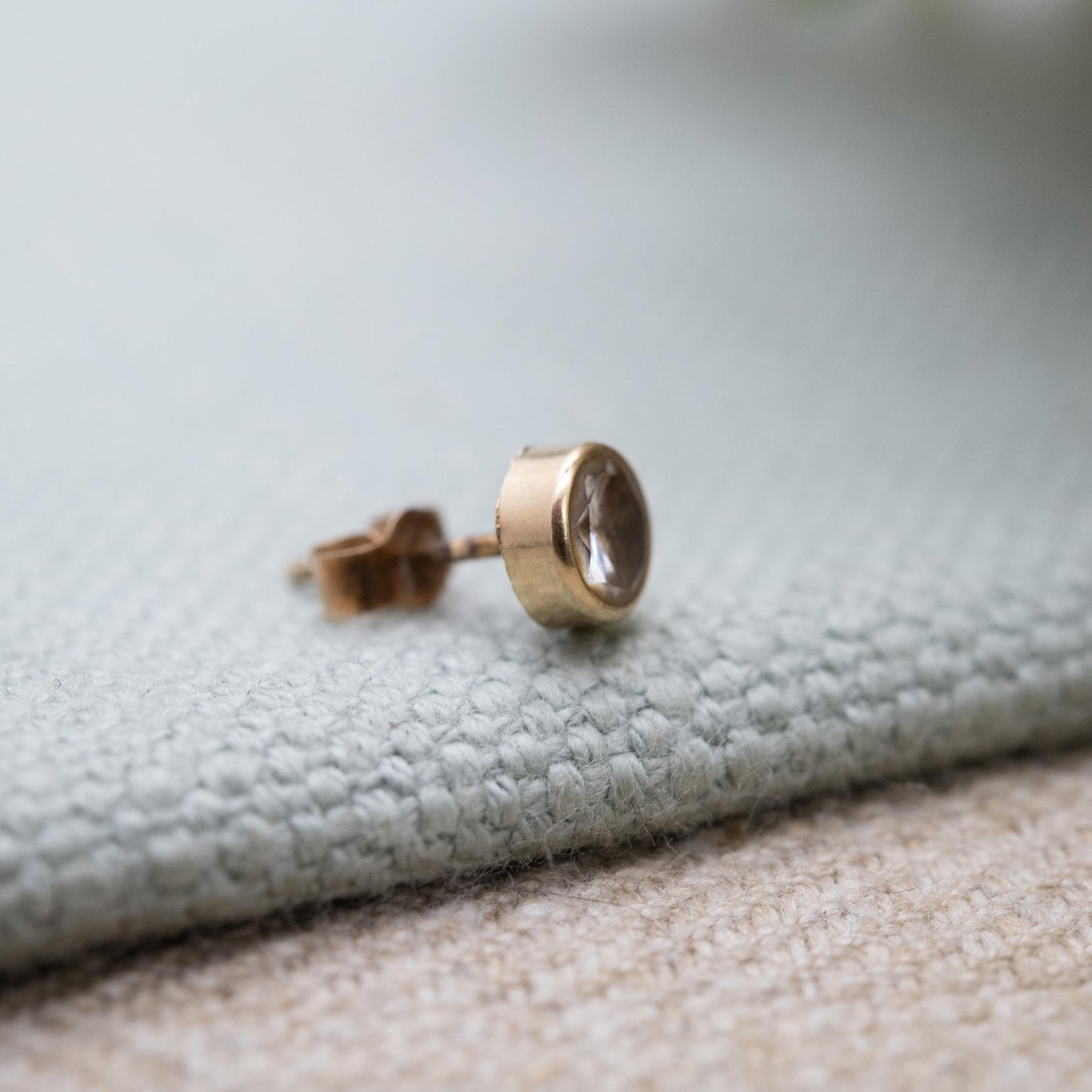 Single 9ct Gold Earring with Bezel Set CZ Stone 5mm