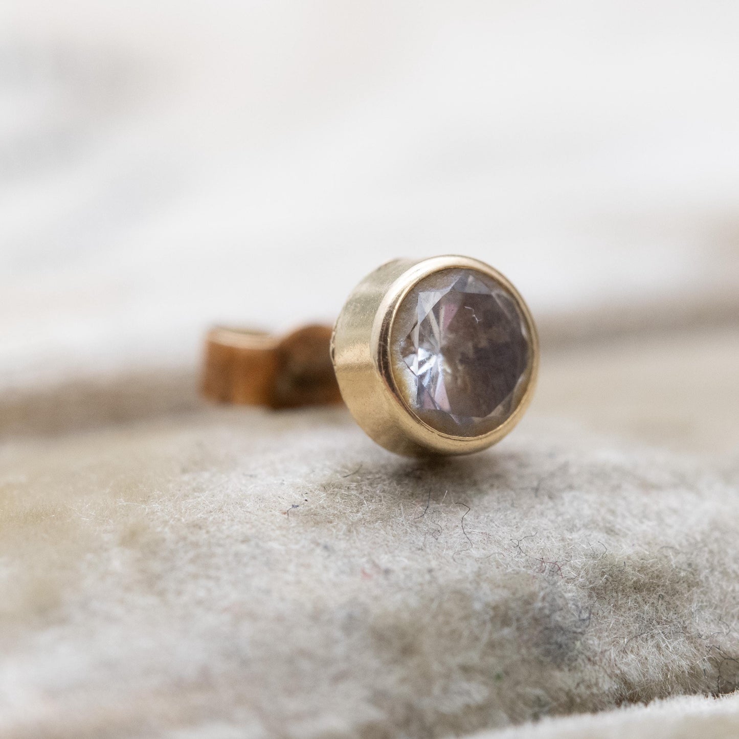 Single 9ct Gold Earring with Bezel Set CZ Stone 5mm