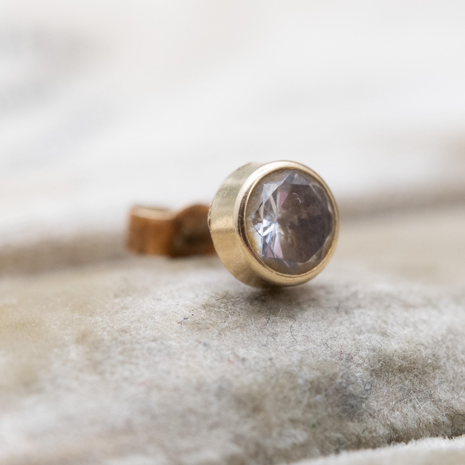 Single 9ct Gold Earring with Bezel Set CZ Stone 5mm