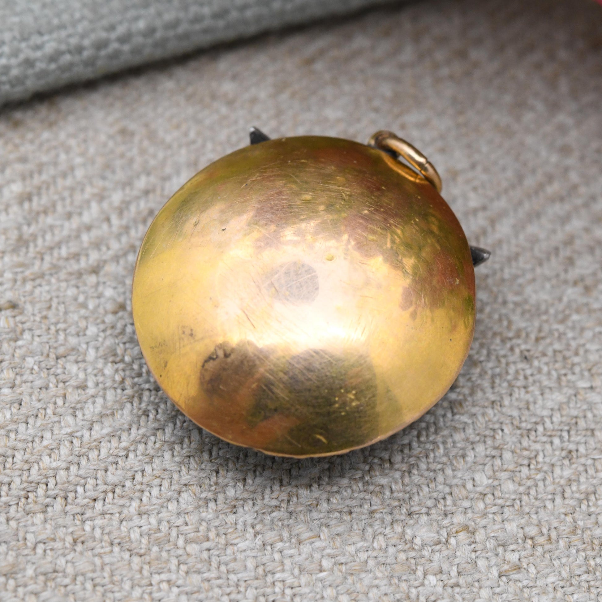 Antique Victorian Gemstone Owl Pendant with Turquoise Emerald and Garnet in Gold and Silver c. 1860s