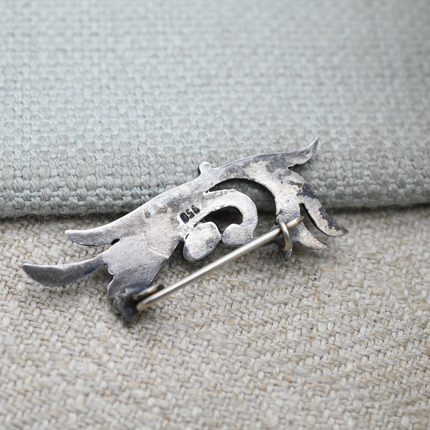 Vintage Silver Turquoise Bird Brooch with Figural Design