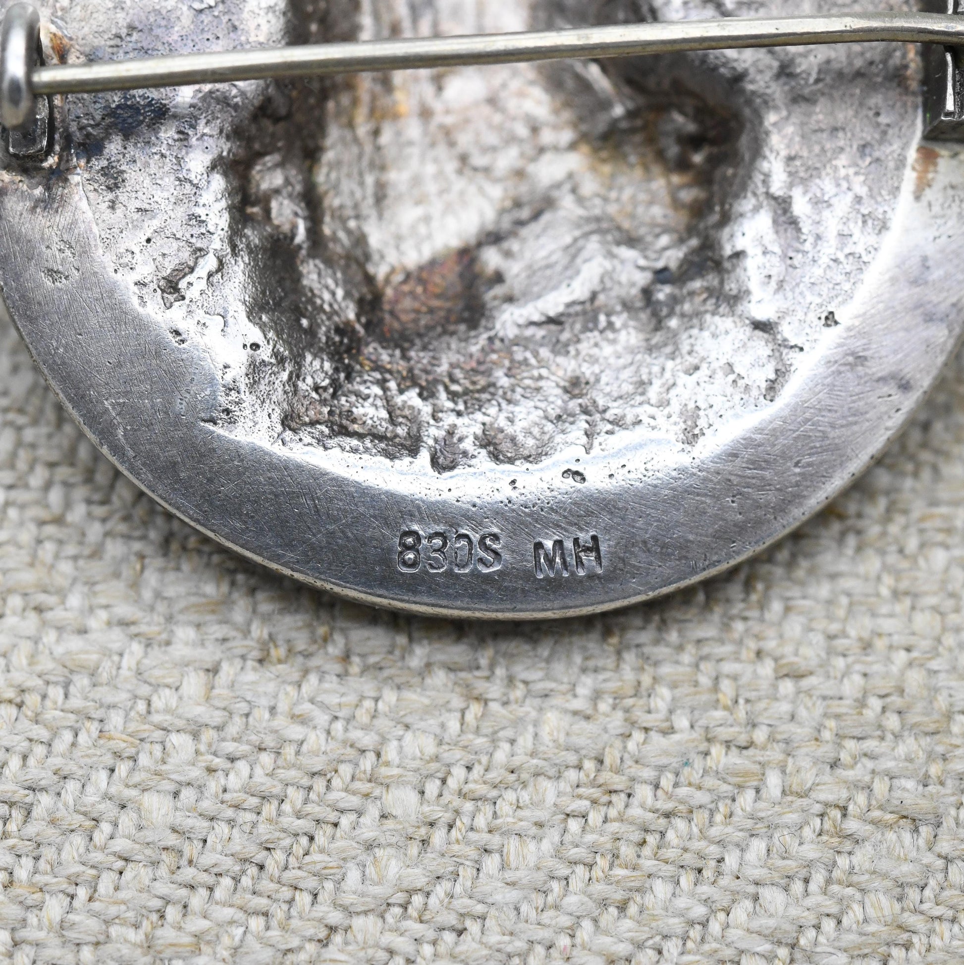 Vintage European Silver Medieval Man Brooch by H. Møller Trondhjem - Repoussé Portrait and Textured Detailing | Raised Relief Profile