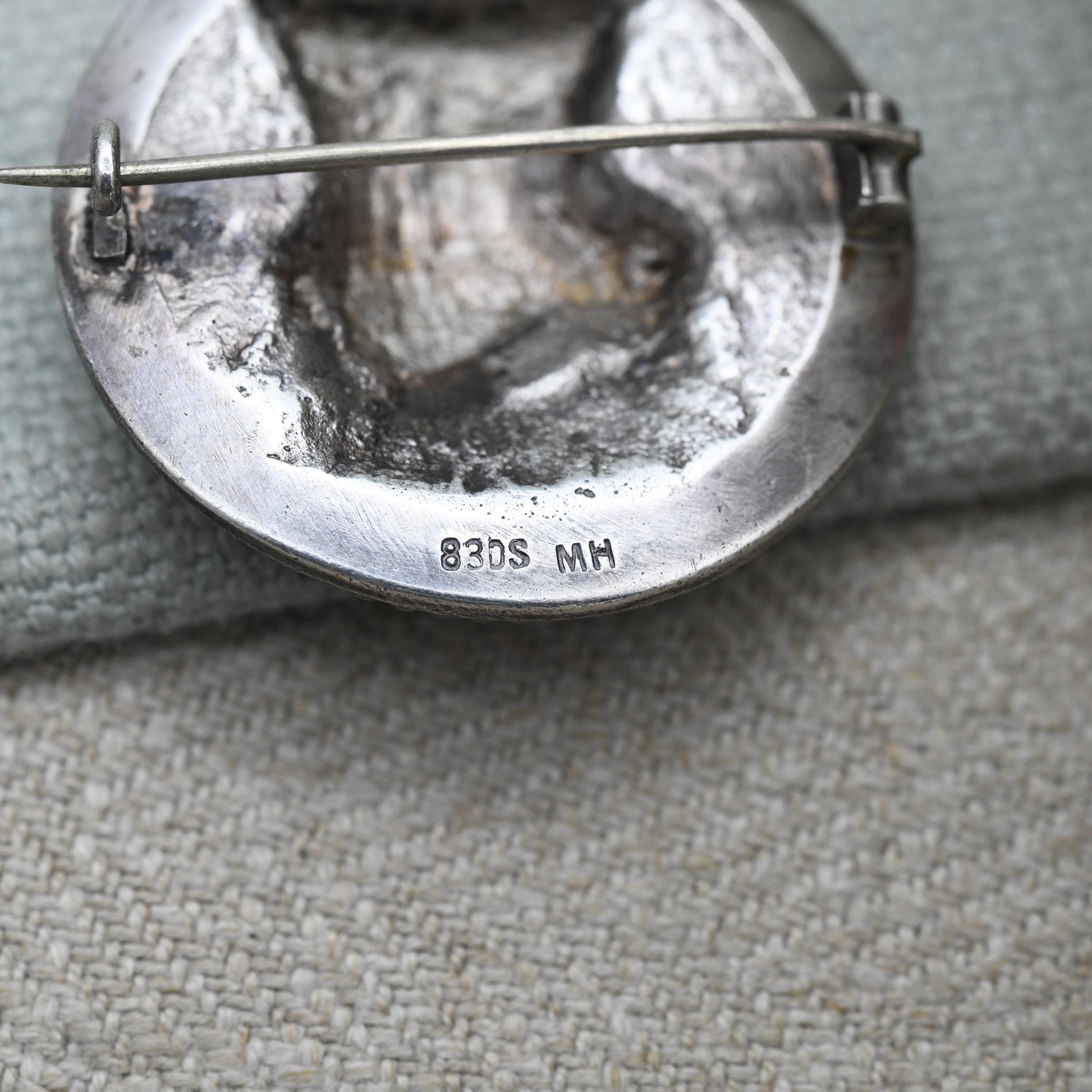 Vintage European Silver Medieval Man Brooch by H. Møller Trondhjem - Repoussé Portrait and Textured Detailing | Raised Relief Profile