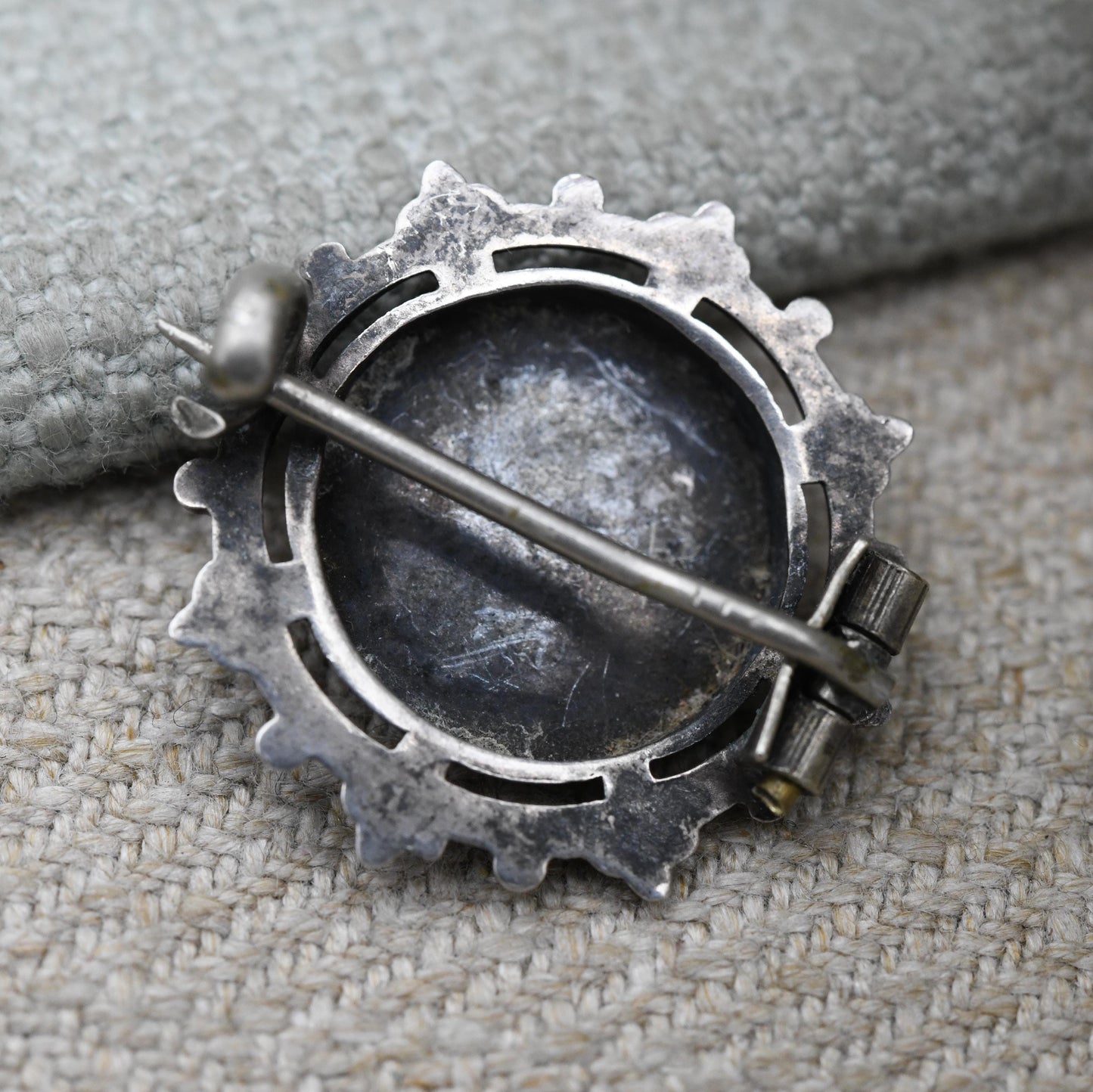 Antique Victorian Sterling Silver Brooch Aesthetic Movement - Small Leaf Flower Brooch | Hand Engraved