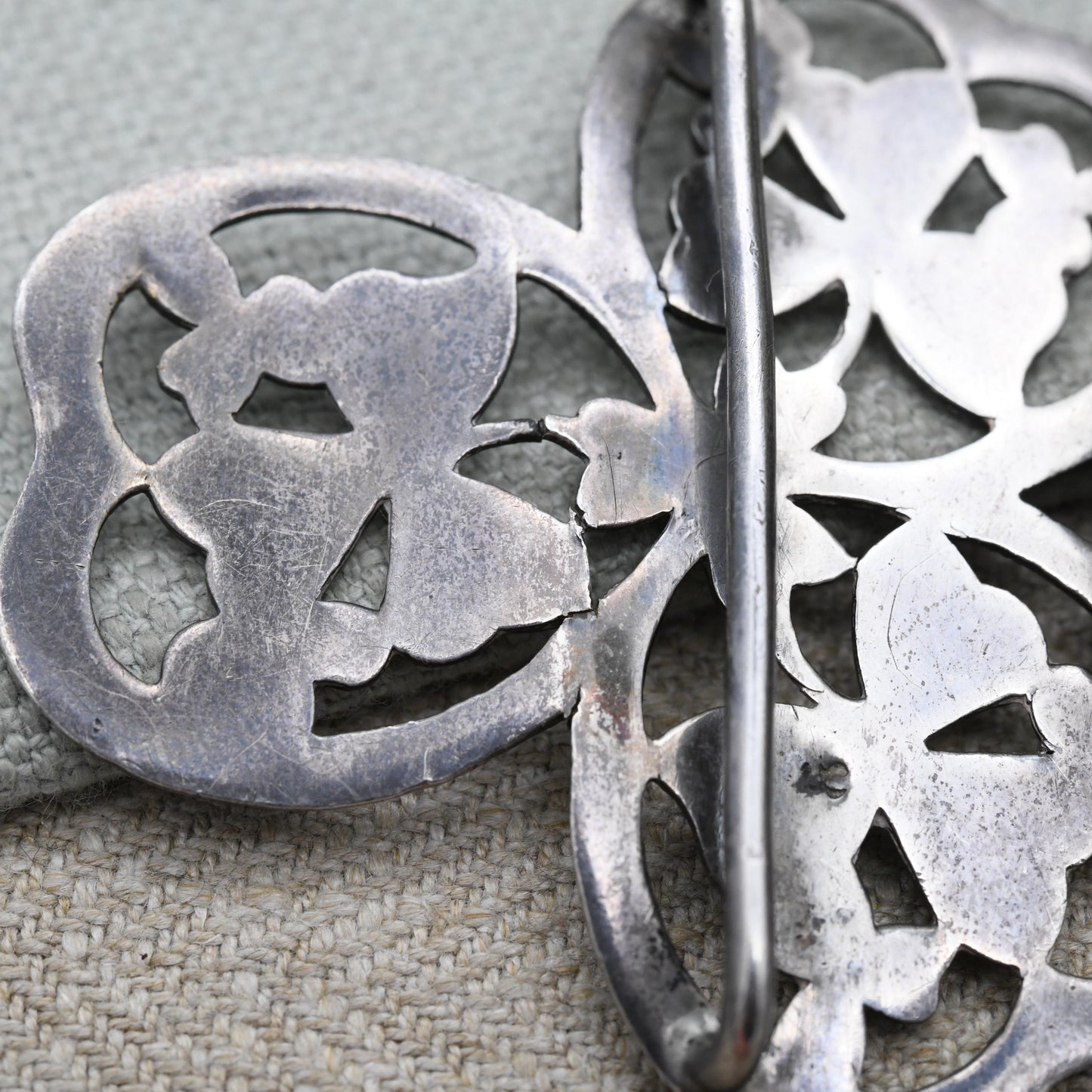 Antique Silver Nurse Belt Buckle with Irish Shamrock Design by Able & Charnell Hallmarked 1902 Edwardian