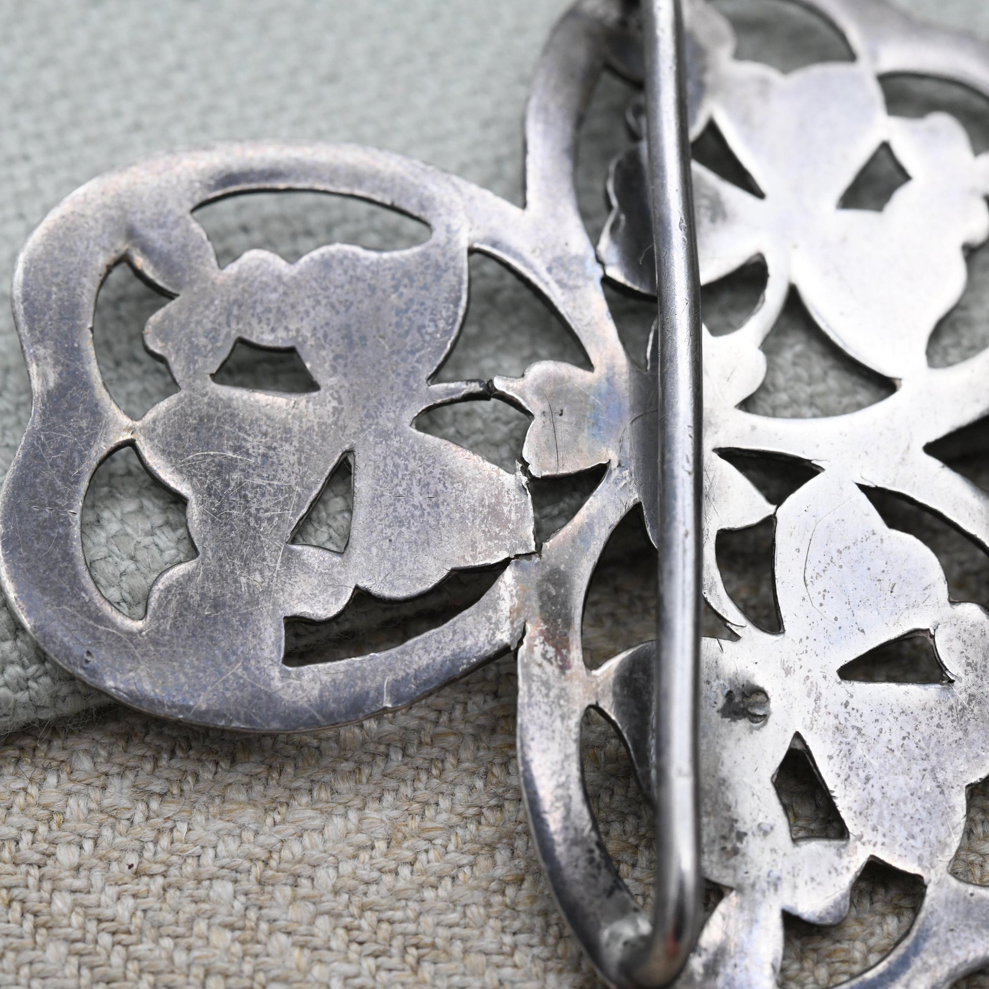 Antique Silver Nurse Belt Buckle with Irish Shamrock Design by Able & Charnell Hallmarked 1902 Edwardian