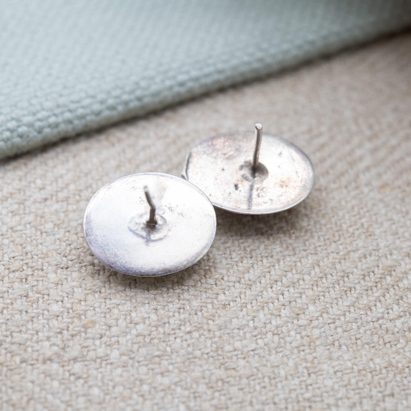 Vintage Sterling Silver and Amber Stud Earrings - Orange Gemstone with Minimalist Setting | Baltic Amber | Gift for Her