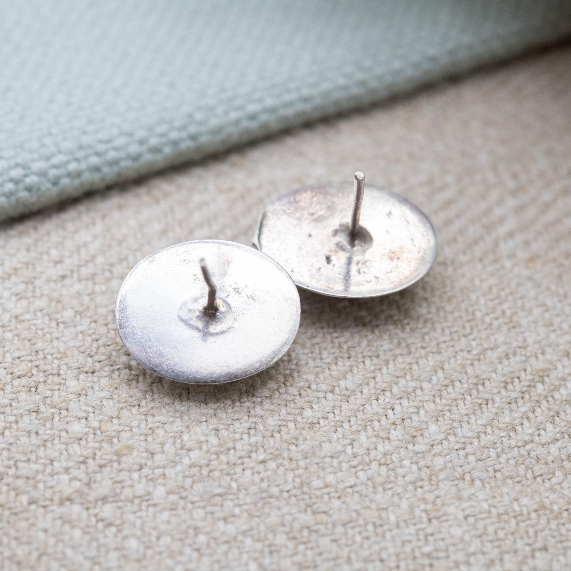 Vintage Sterling Silver and Amber Stud Earrings - Orange Gemstone with Minimalist Setting | Baltic Amber | Gift for Her