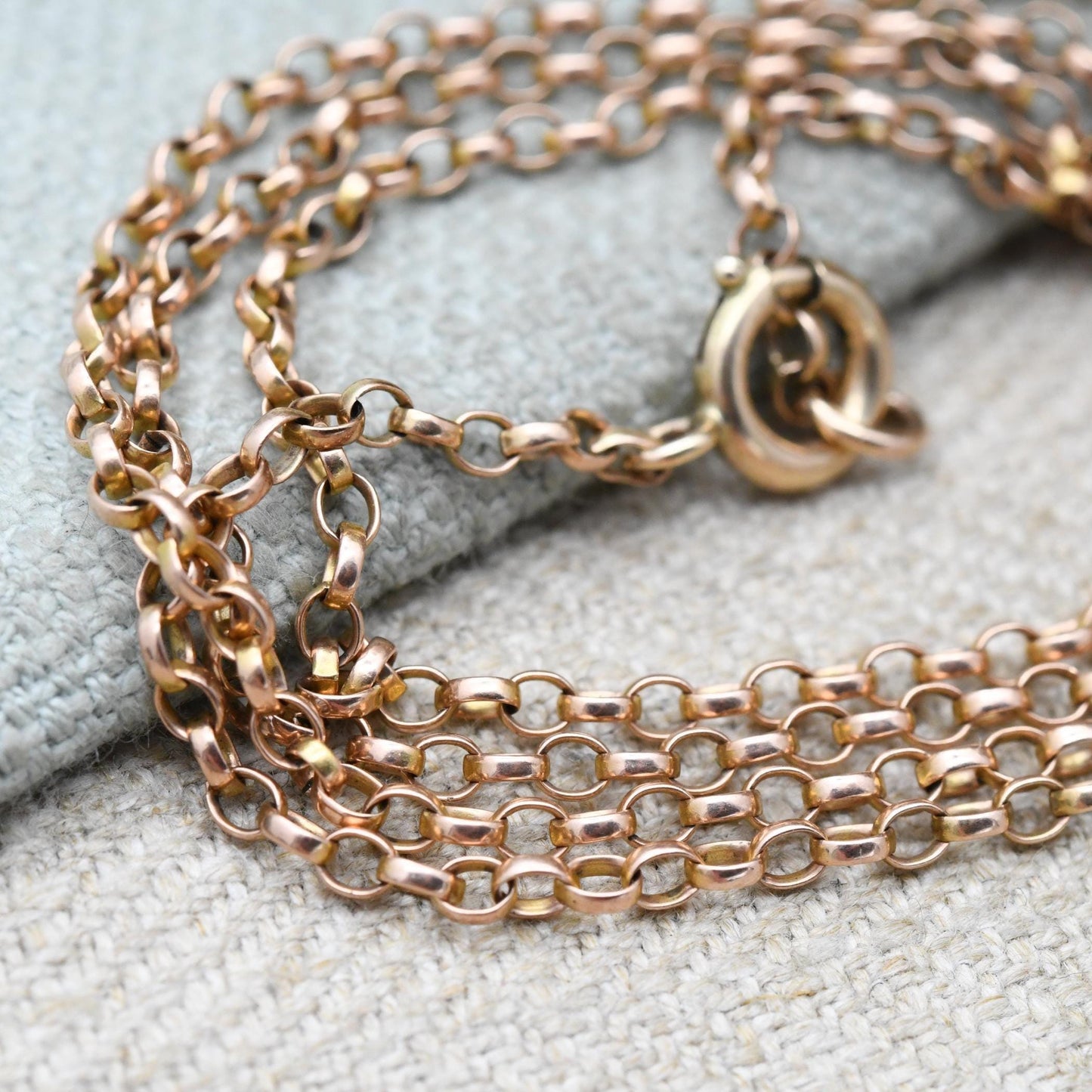 Antique 9ct Gold Belcher Chain Necklace c. 1920s - Cable Link Unisex Yellow Gold Everyday Jewellery | 24" | 62cm