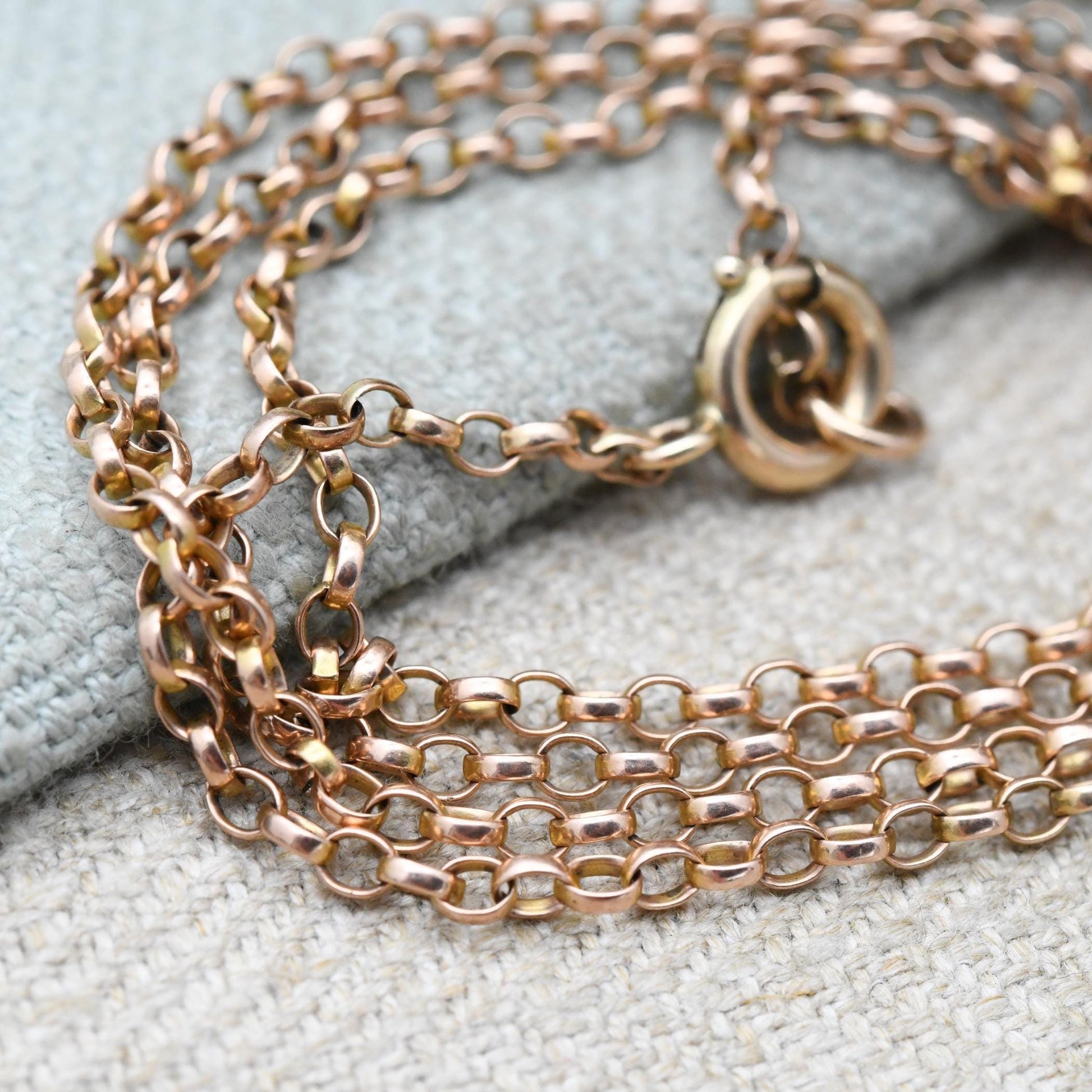 Antique 9ct Gold Belcher Chain Necklace c. 1920s - Cable Link Unisex Yellow Gold Everyday Jewellery | 24" | 62cm