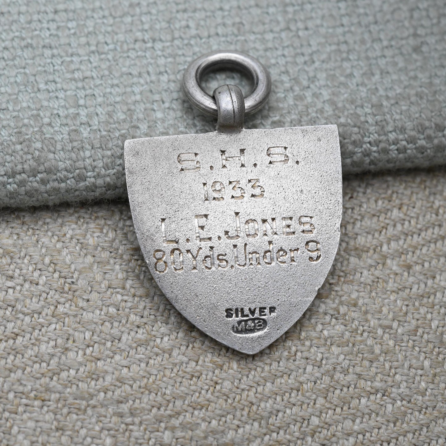 Vintage Sterling Silver Heraldic Shield Medal Pendant - Winners Award for 80 Yard Race 1933 | Medal Collection