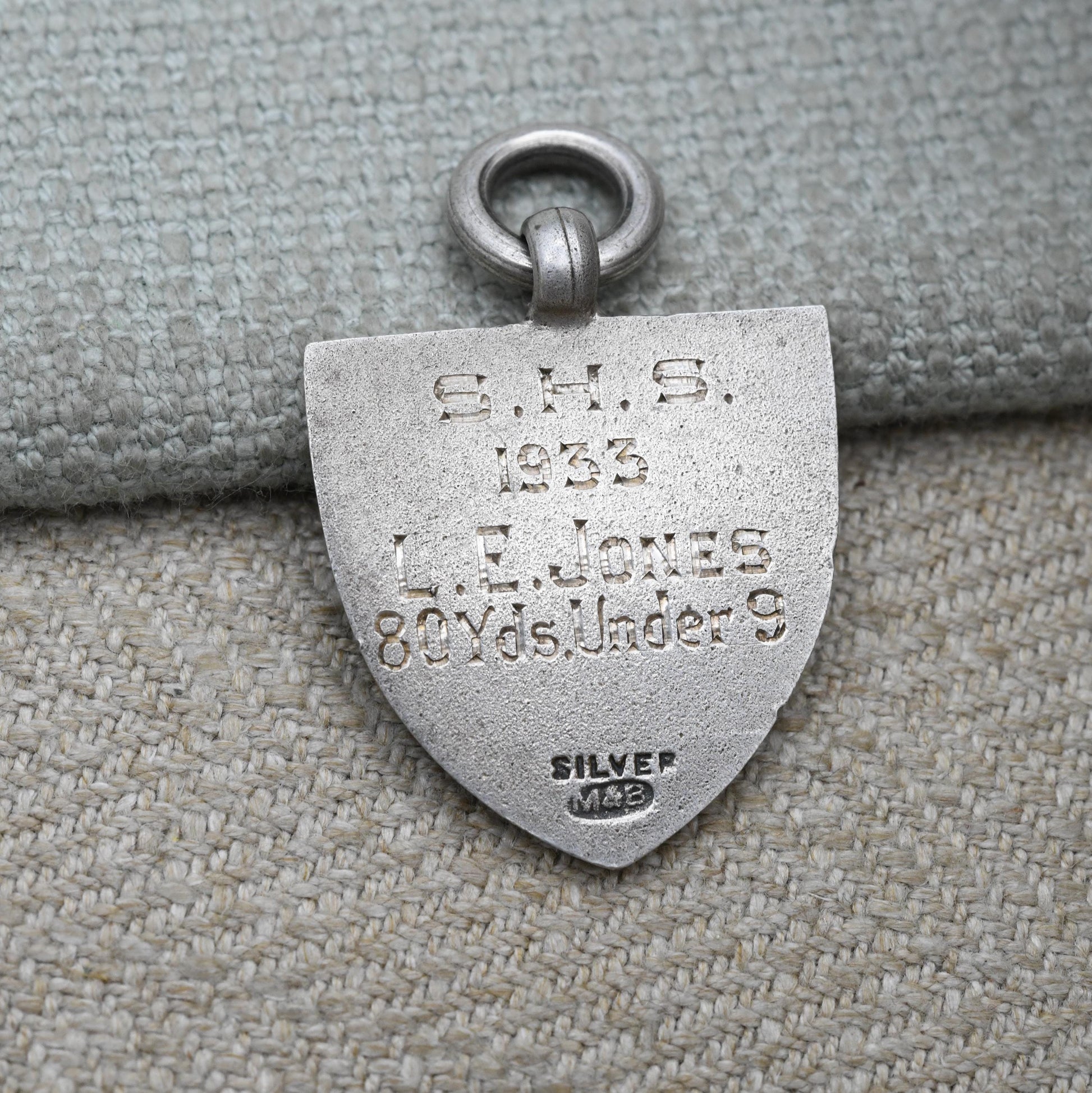 Vintage Sterling Silver Heraldic Shield Medal Pendant - Winners Award for 80 Yard Race 1933 | Medal Collection