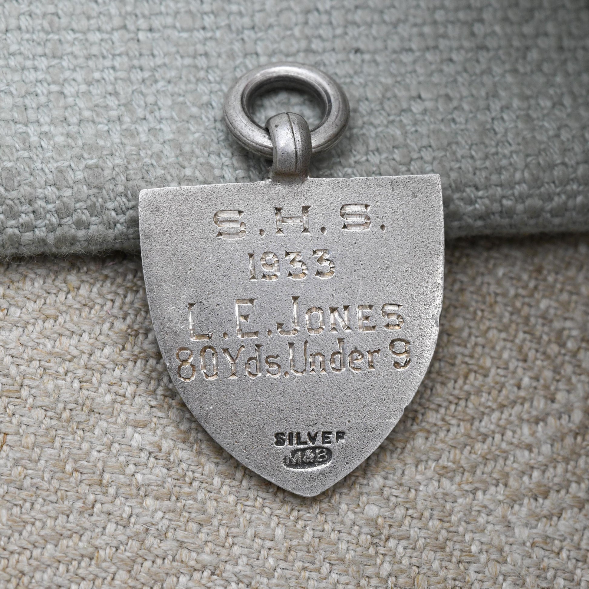 Vintage Sterling Silver Heraldic Shield Medal Pendant - Winners Award for 80 Yard Race 1933 | Medal Collection