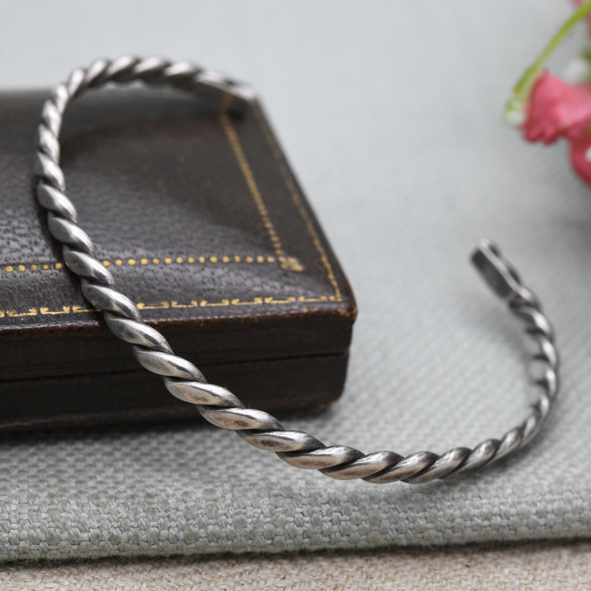 Sterling Silver Rope Twisted Open Cuff Bracelet - Traditional Style Jewellery Gift for Her