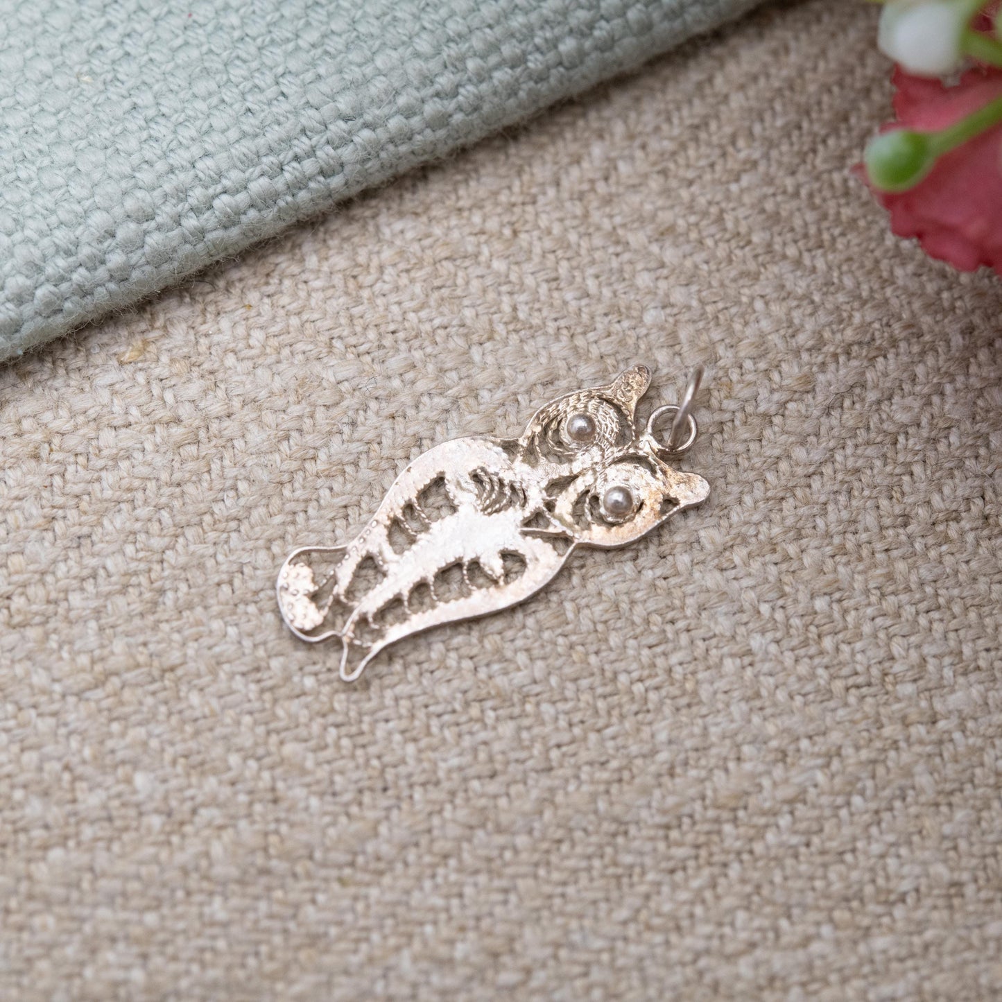 Vintage Silver Filigree Owl Charm Pendant - Cute Animal Nature Lover Gift | Small Charm Bracelet Necklace | Athena Symbol of Wisdom