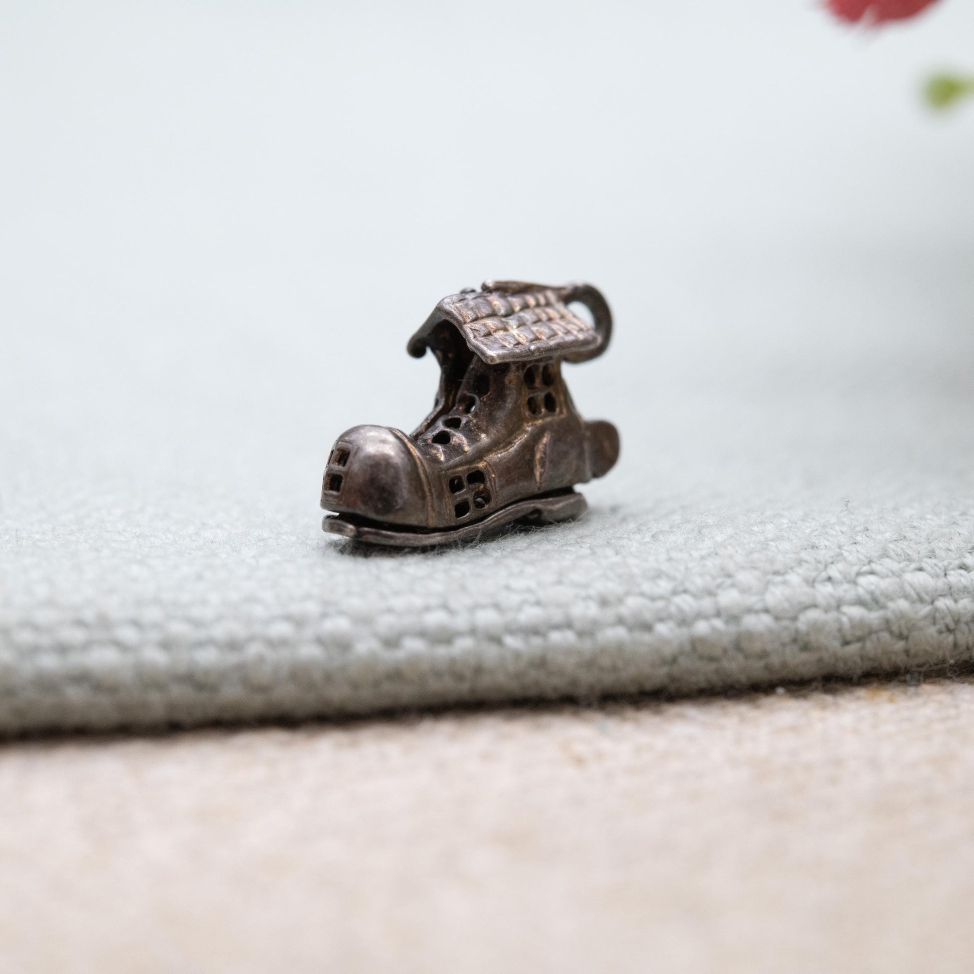 Vintage Sterling Silver Opening There Was an Old Woman Who Lived in a Shoe Charm - Gift for Charm Bracelet Necklace Stack