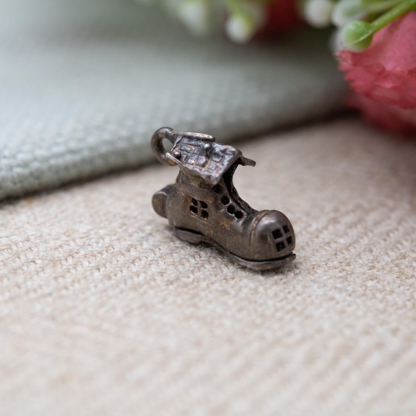 Vintage Sterling Silver Opening There Was an Old Woman Who Lived in a Shoe Charm - Gift for Charm Bracelet Necklace Stack