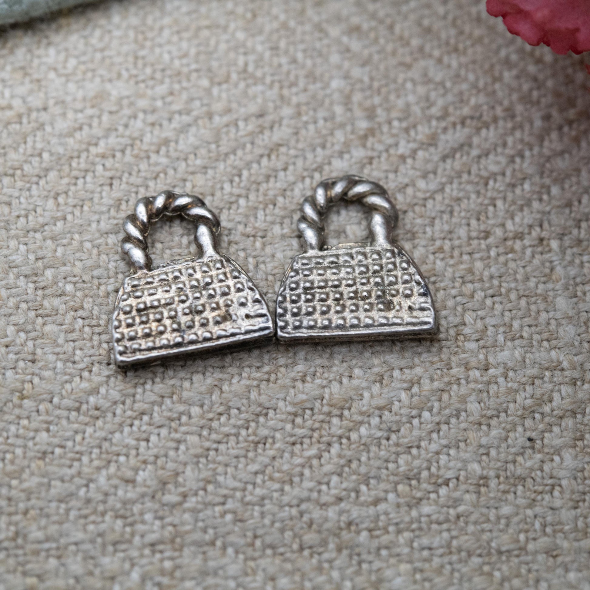 Vintage Sterling Silver Handbags Charms - Two Little Handbag Accessory Charm Pendants | Cute Gift for Her Charm Bracelet