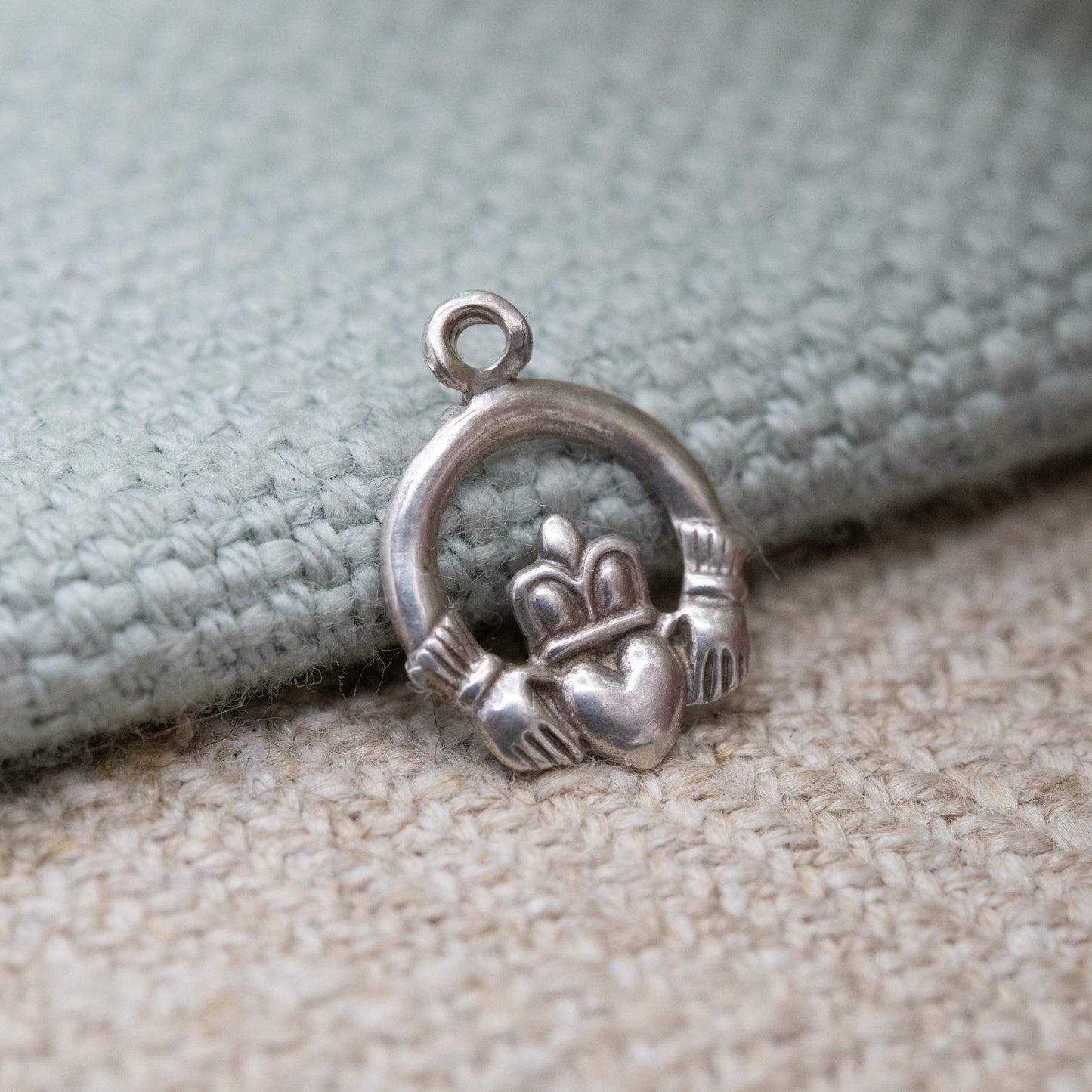 Vintage Sterling Silver Claddagh Charm Pendant - Celtic Irish Travel Souvenir | Ireland | Gift for Charm Bracelet