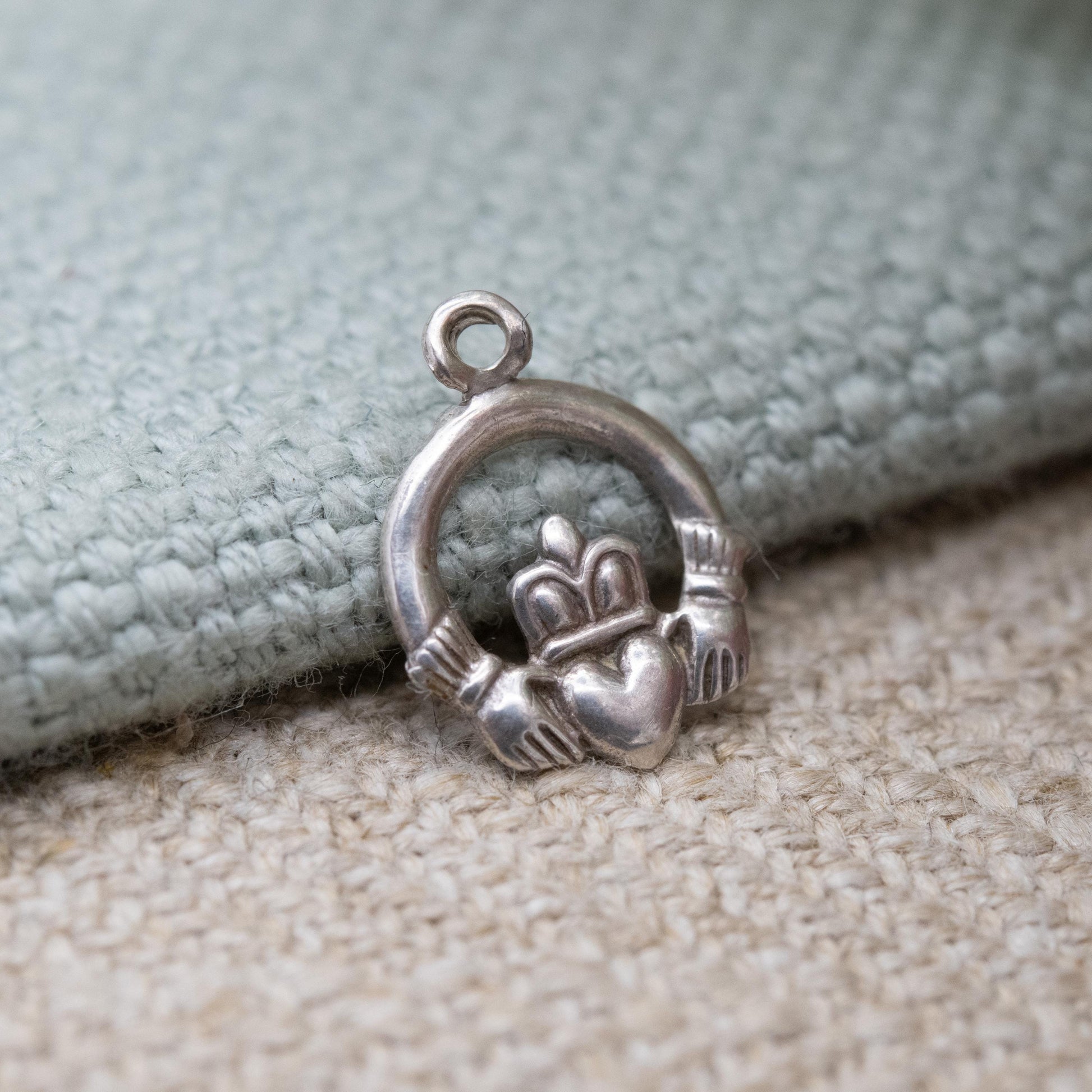 Vintage Sterling Silver Claddagh Charm Pendant - Celtic Irish Travel Souvenir | Ireland | Gift for Charm Bracelet