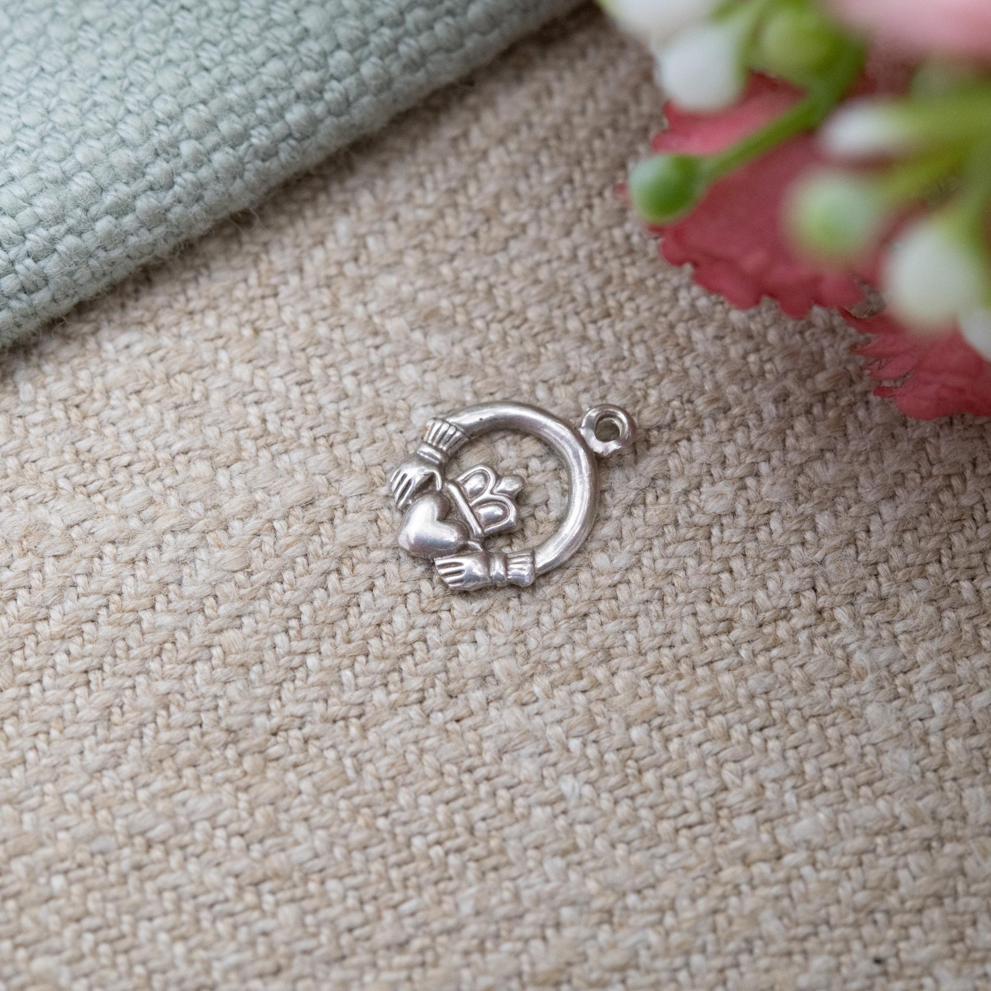 Vintage Sterling Silver Claddagh Charm Pendant - Celtic Irish Travel Souvenir | Ireland | Gift for Charm Bracelet