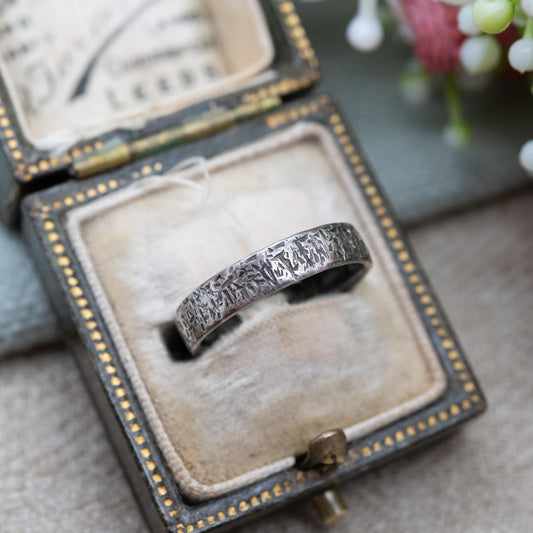 Vintage Sterling Silver Textured Band 1979 - Minimalist Ring | Gift for Her | Size UK - J 1/2 | US - 5