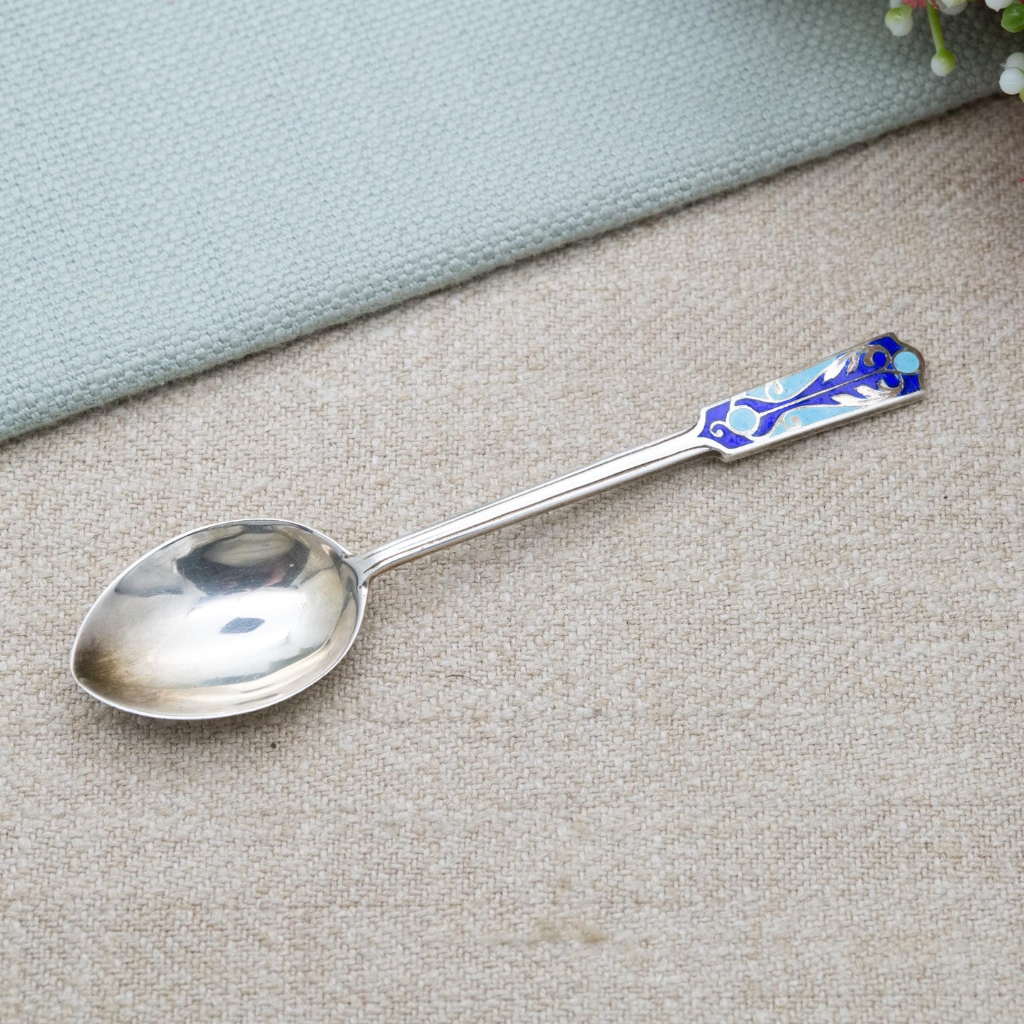 Vintage Sterling Silver and Enamel Decorative Teaspoon Pendant 1934 - Walker & Hall Cutlery | Birmingham Hallmarks Solid Silver Spoon