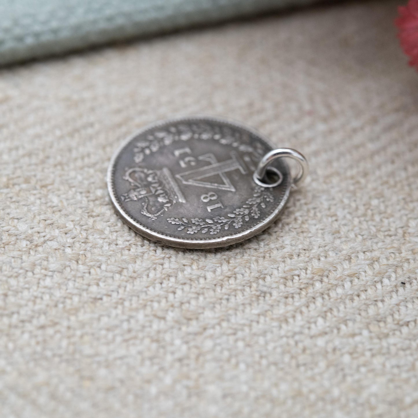 Antique Sterling Silver William IIII Fourpence Coin Charm Pendant 1831 - Old British Groat Joey Silver Coin Jewellery