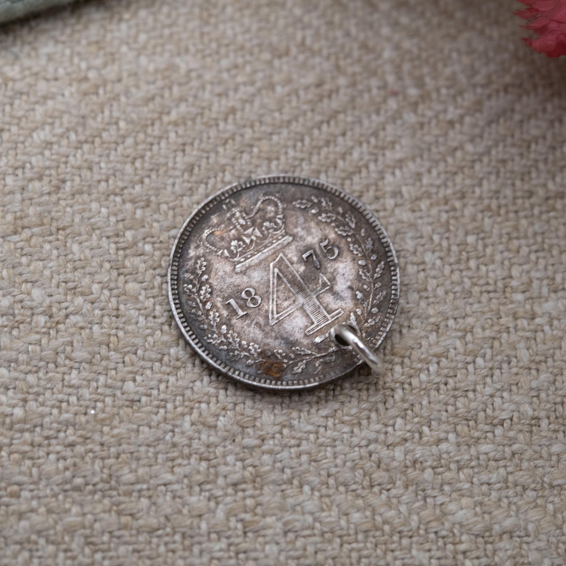 Antique Victorian Sterling Silver Silver Fourpence Coin Charm Pendant 1875 - Queen Victoria Head | Solid Silver Coin Jewellery