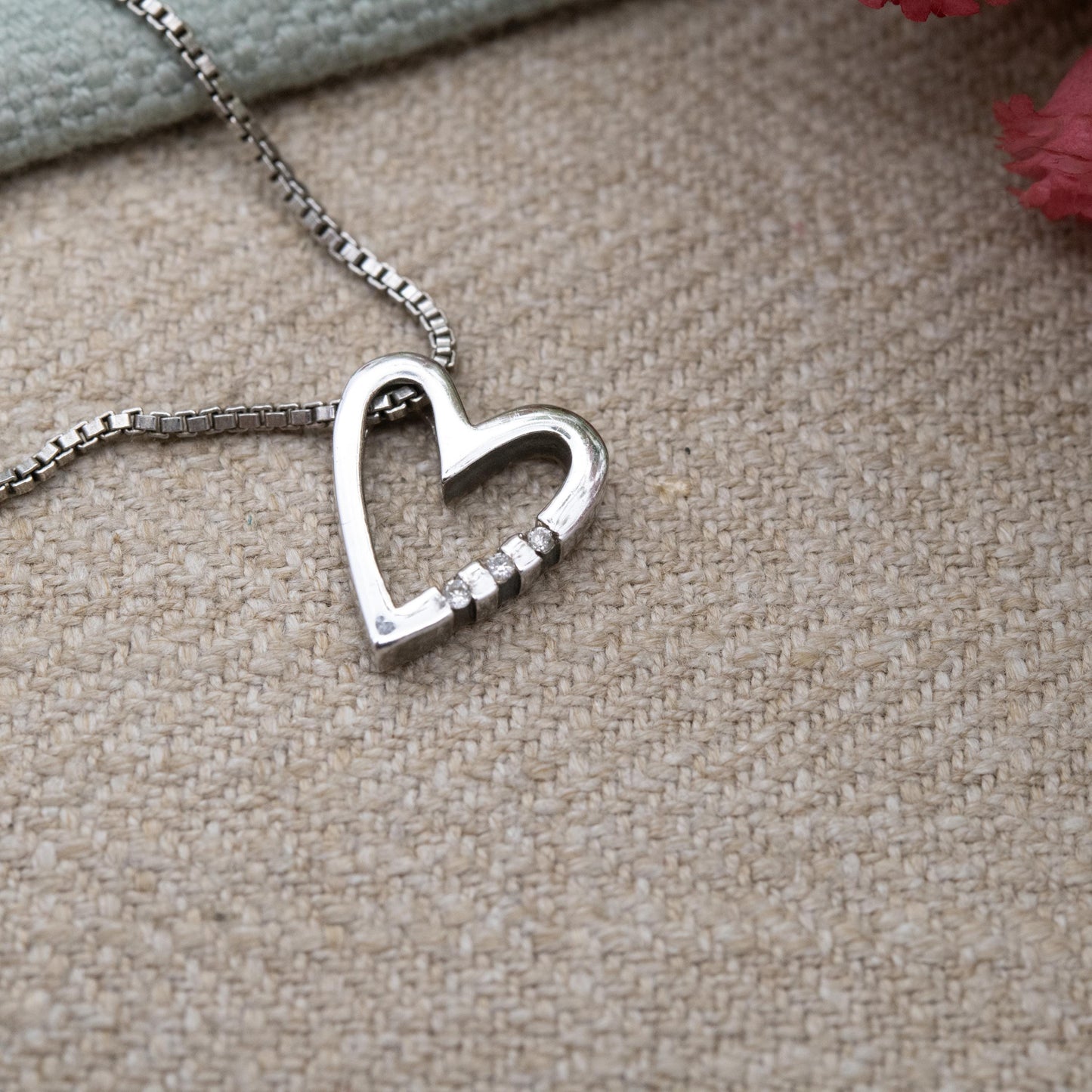 Sterling Silver and CZ Heart Locket Pendant and Necklace - Openwork Love Heart Shape | Box Link Chain | Pretty Gift for Her