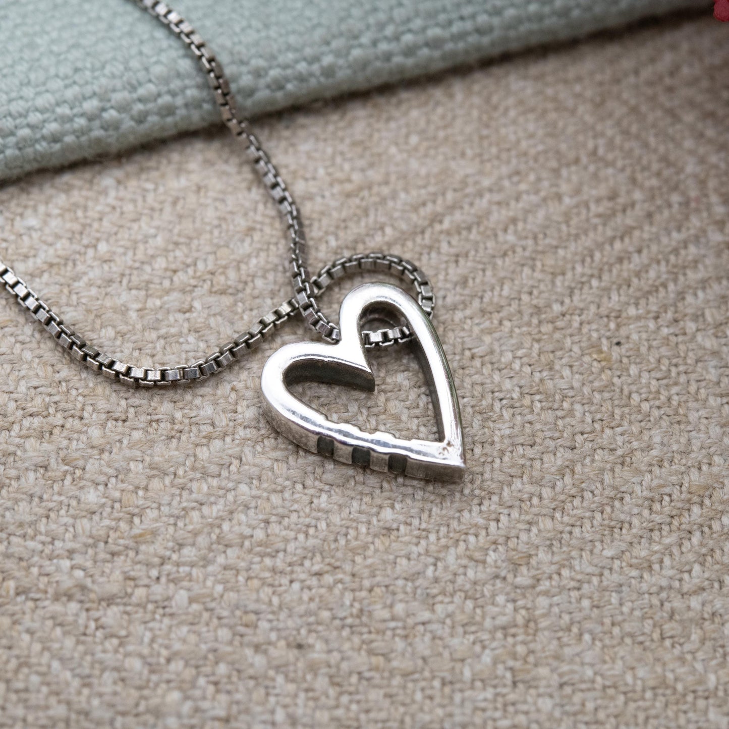 Sterling Silver and CZ Heart Locket Pendant and Necklace - Openwork Love Heart Shape | Box Link Chain | Pretty Gift for Her