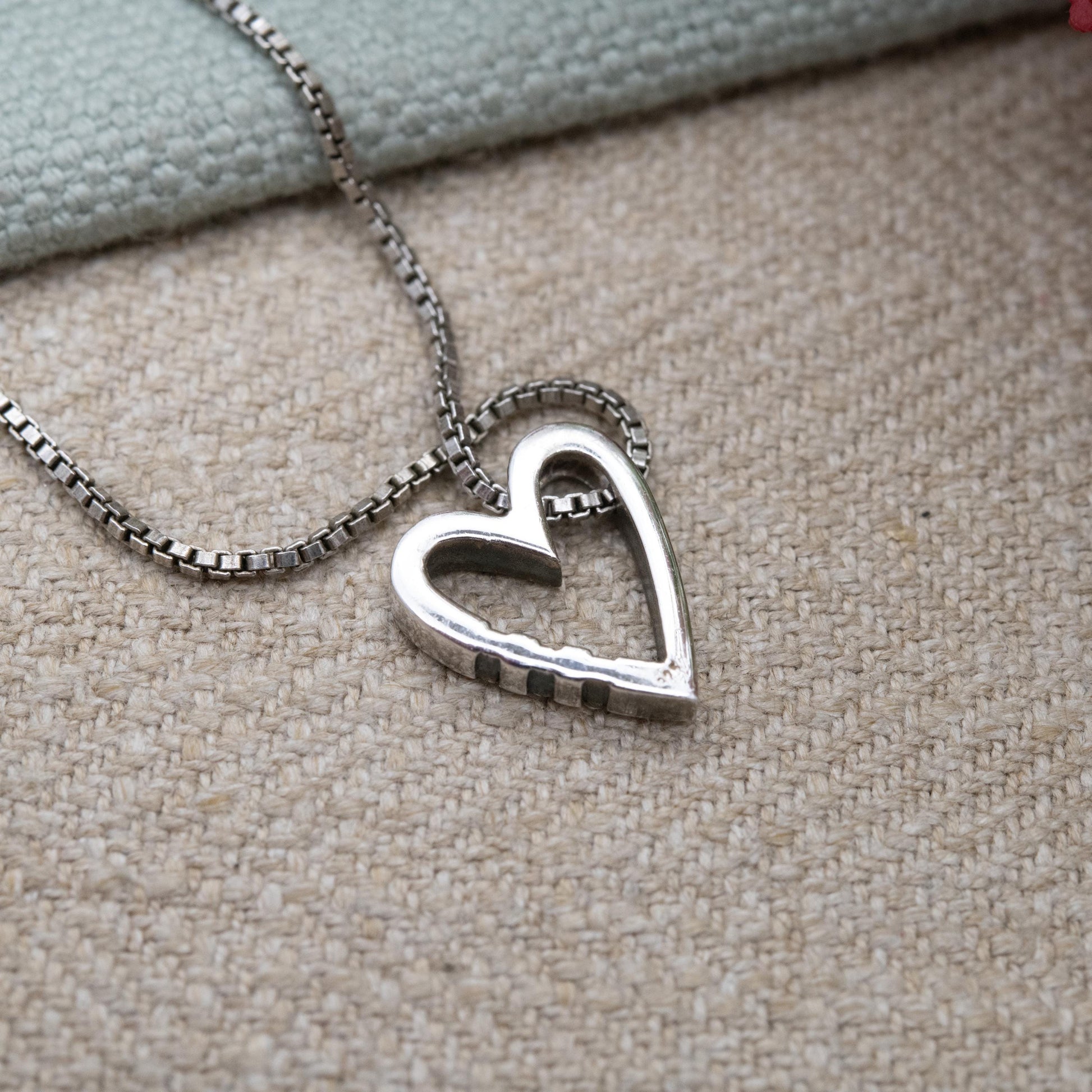 Sterling Silver and CZ Heart Locket Pendant and Necklace - Openwork Love Heart Shape | Box Link Chain | Pretty Gift for Her