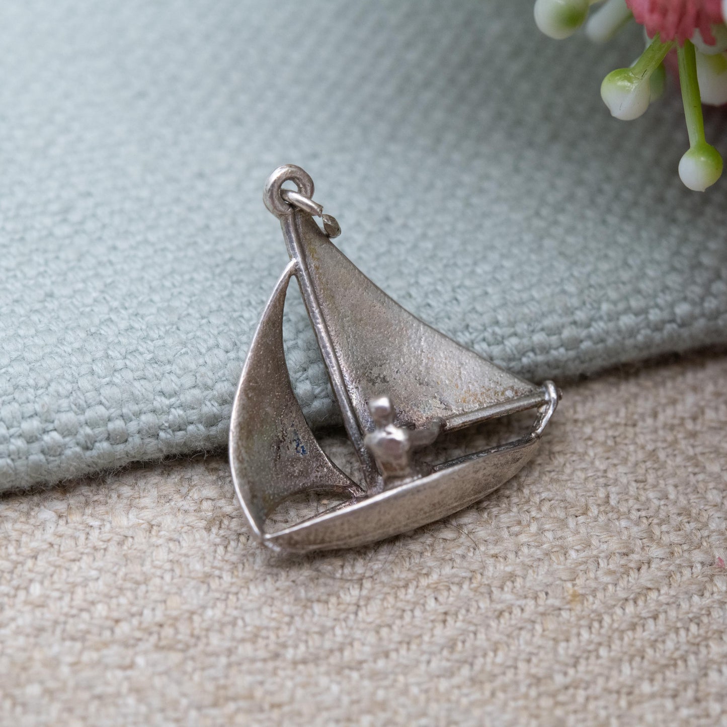 Vintage Sterling Silver Sailing Boat Charm Pendant - Cute Little Yacht | Ship | Gift for Charm Bracelet