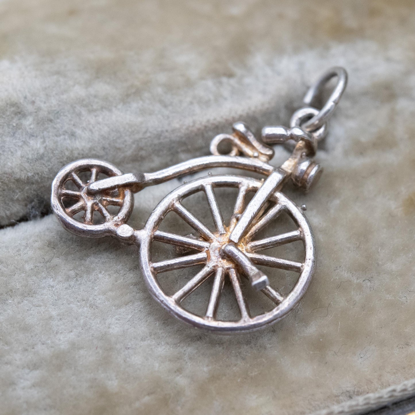 Vintage Sterling Silver Penny Farthing Bike Charm Pendant - Gift for Cycling Enthusiast Charm Bracelet
