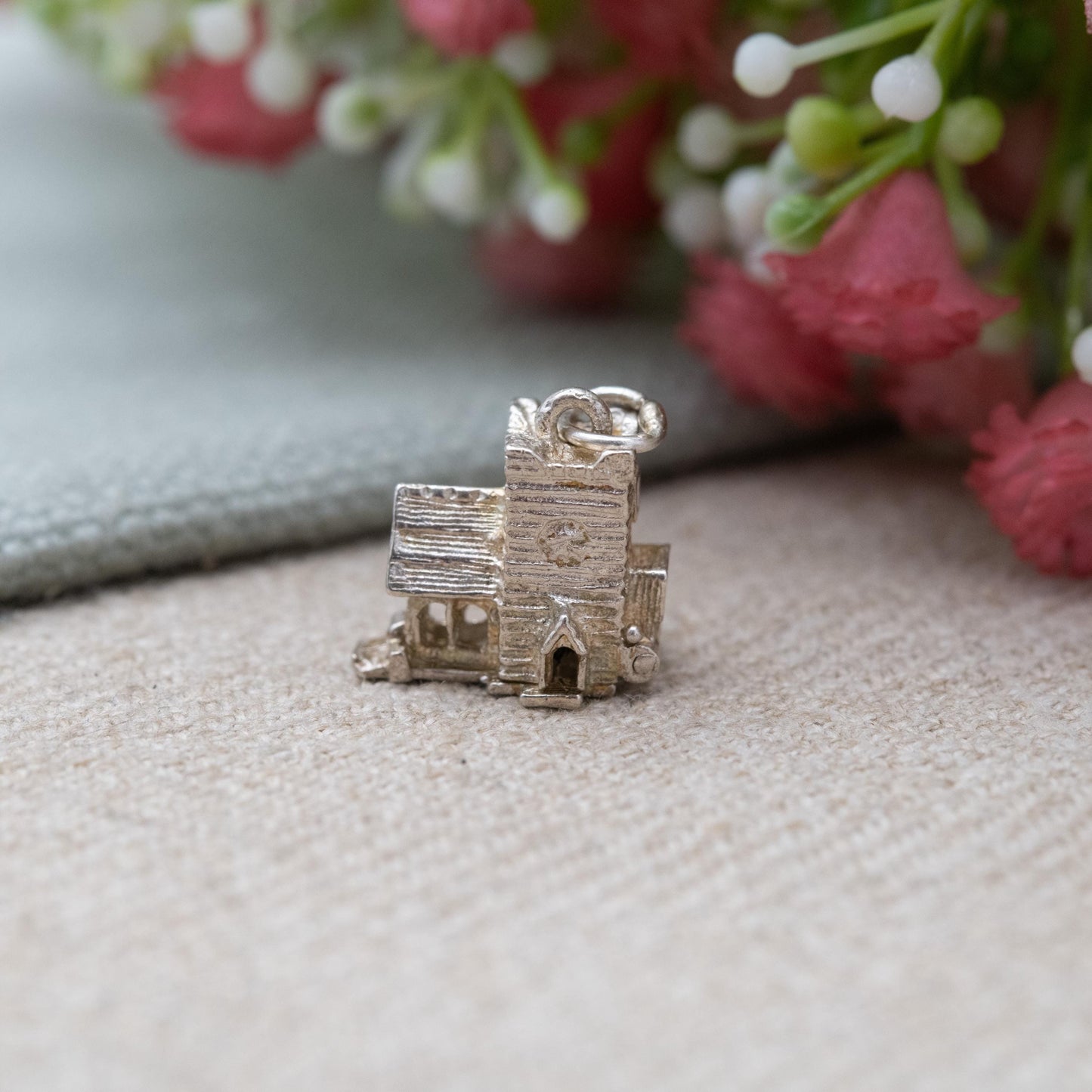 Vintage Sterling Silver Enamel Opening Church Wedding Charm Pendant - Wedding Day | Bride and Groom at the Alter | Gift for Charm Bracelet
